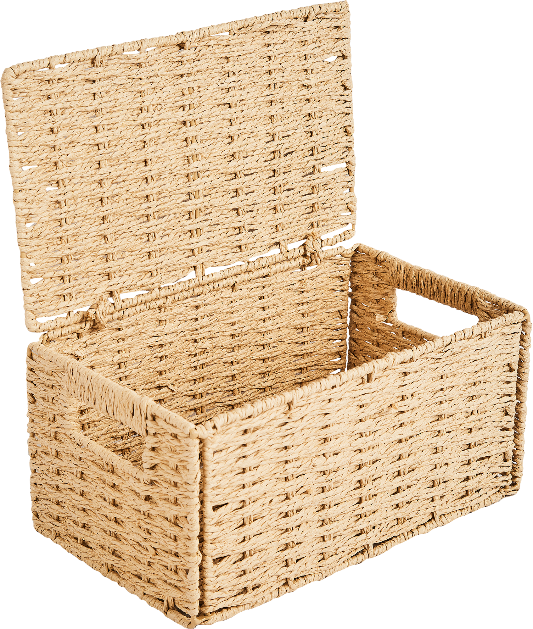 Корзина с крышкой для хранения 30x15x18 см бумага цвет бежевый - 2