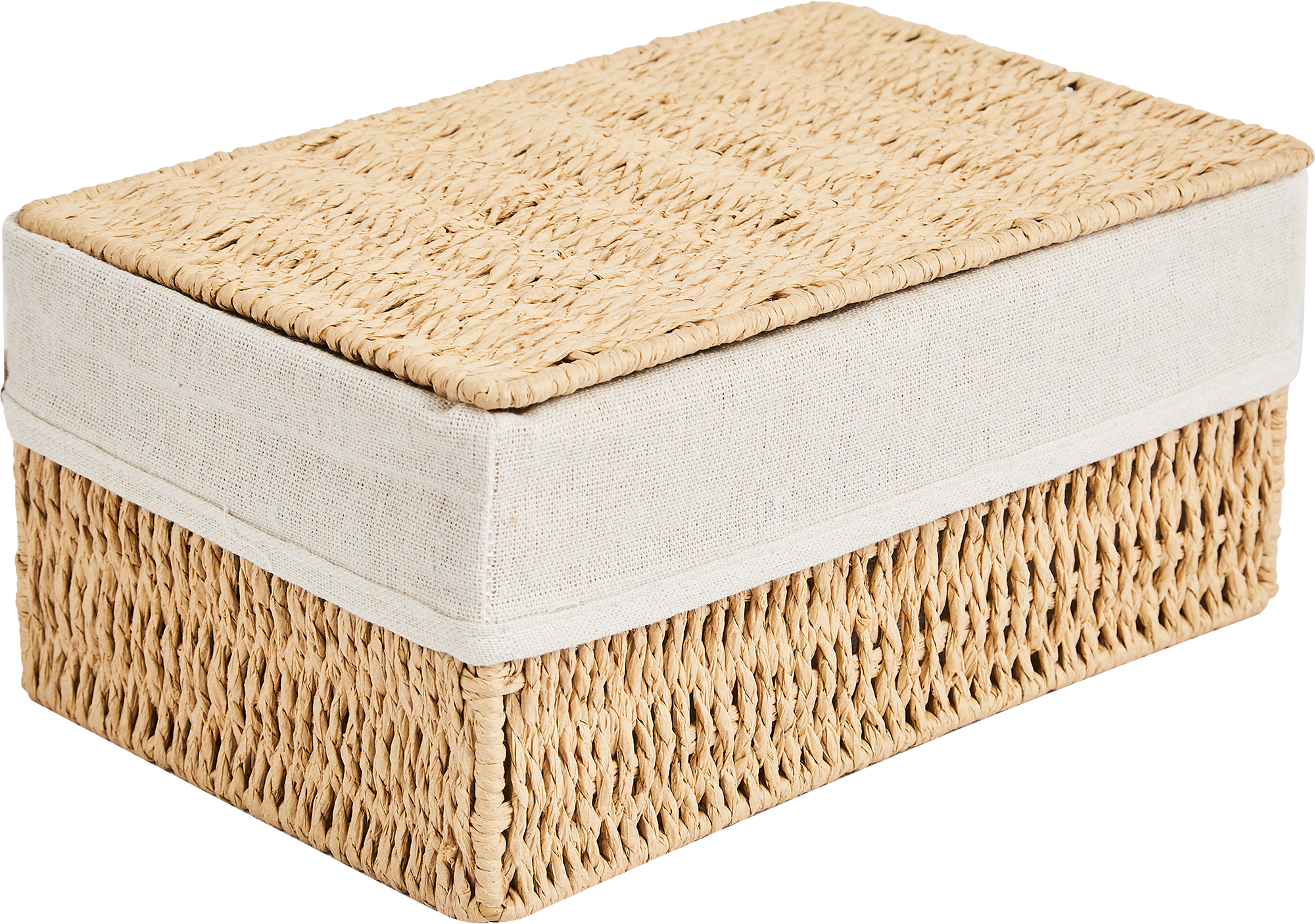 Корзина с крышкой для хранения 26x12x17 см бумага цвет бежевый - 1