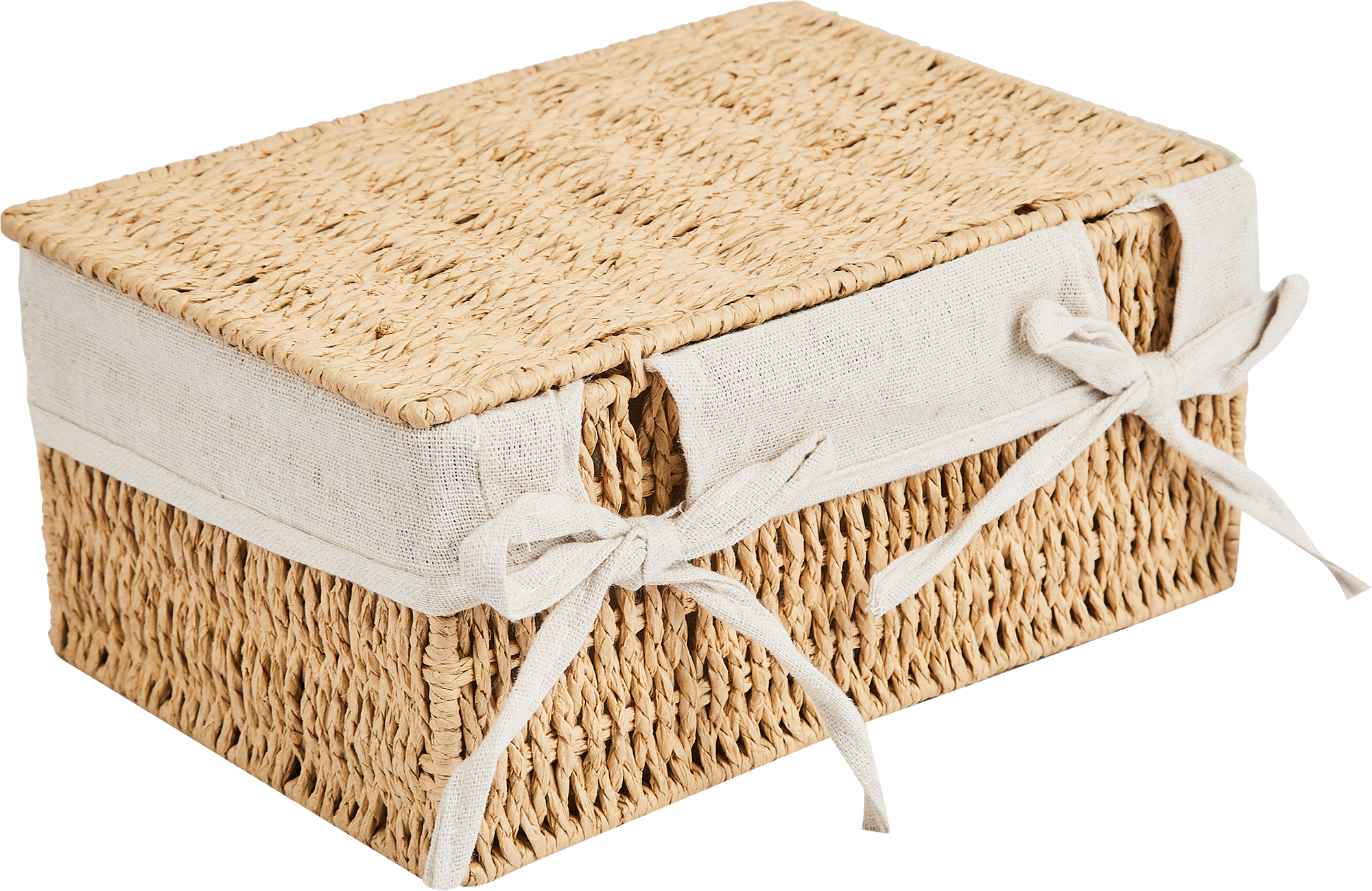 Корзина с крышкой для хранения 26x12x17 см бумага цвет бежевый - 8