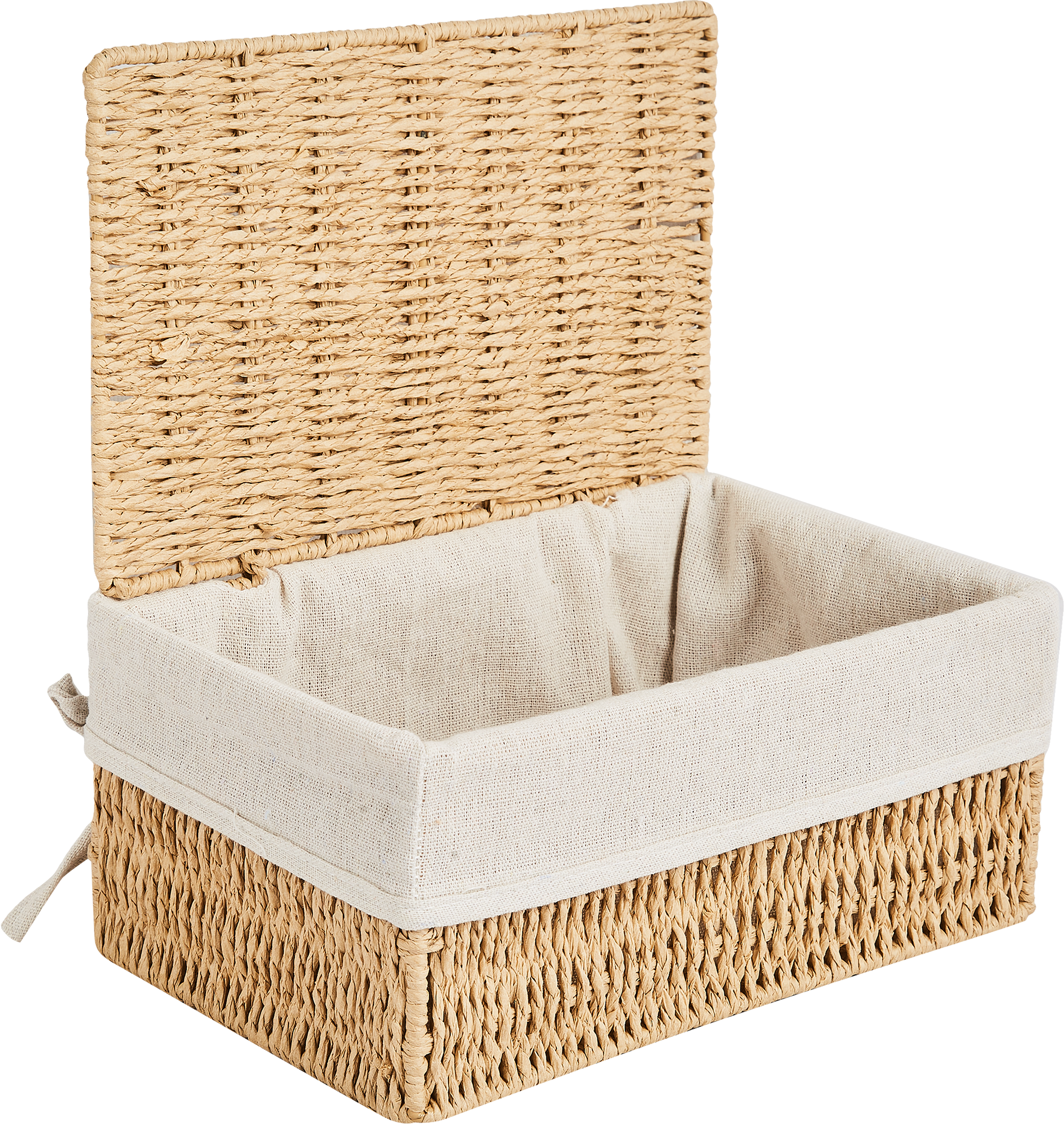 Корзина с крышкой для хранения 26x12x17 см бумага цвет бежевый - 6