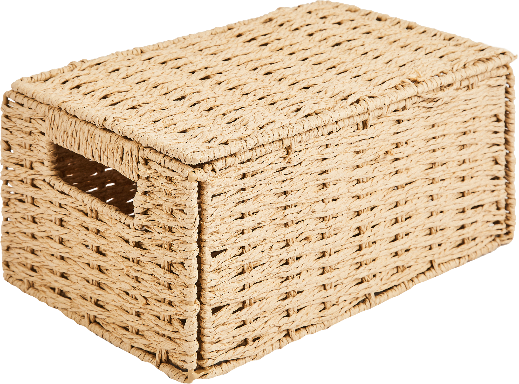 Корзина с крышкой для хранения 30x15x18 см бумага цвет бежевый - 1