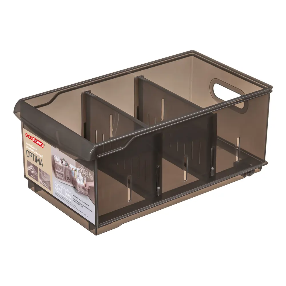 Контейнер для хранения Optima 16.5x12.9x30.5 см полипропилен цвет коричневый - 7
