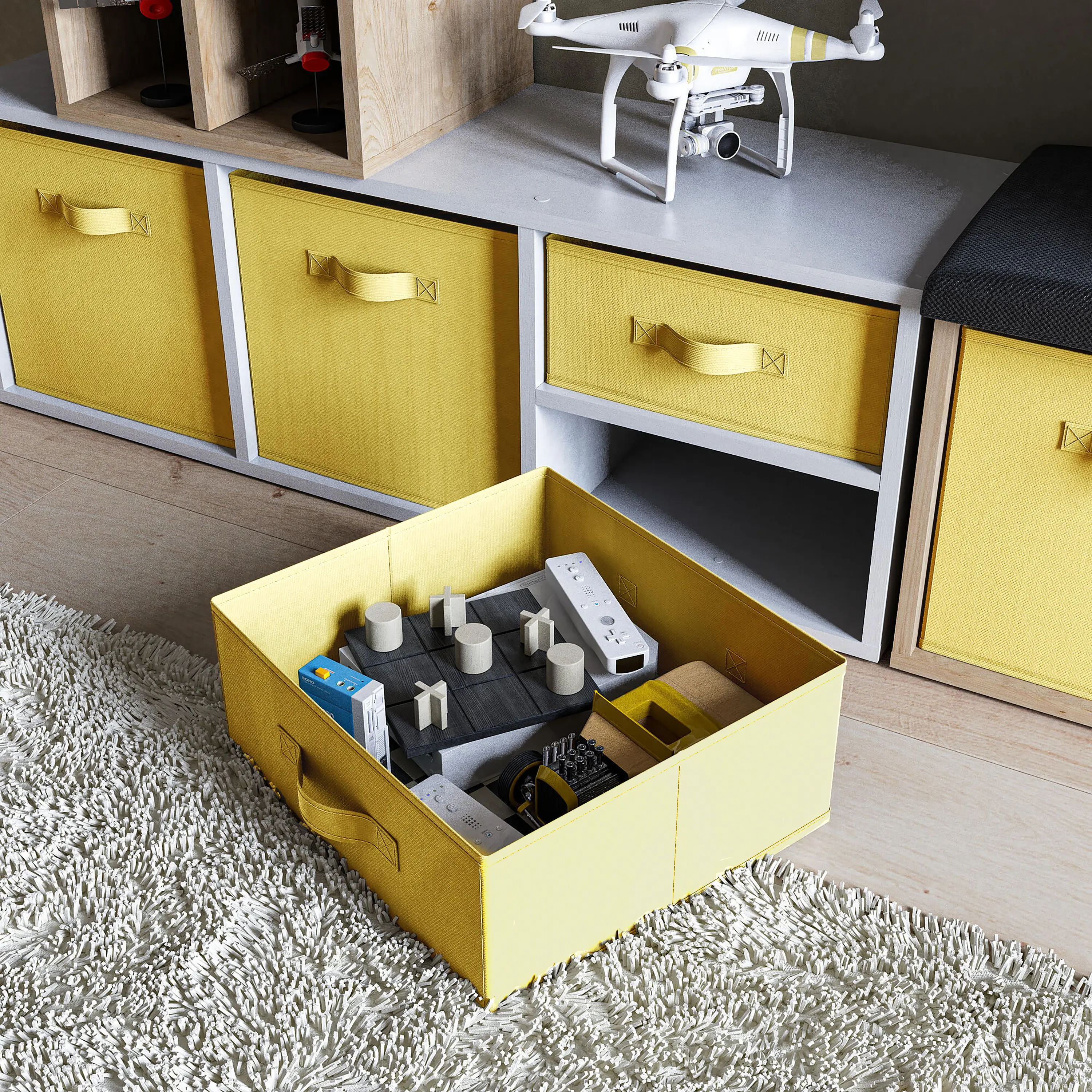 Короб Spaceo KUB Banana 15x31x31 см 14.4 л полиэстер цвет жёлтый - 5