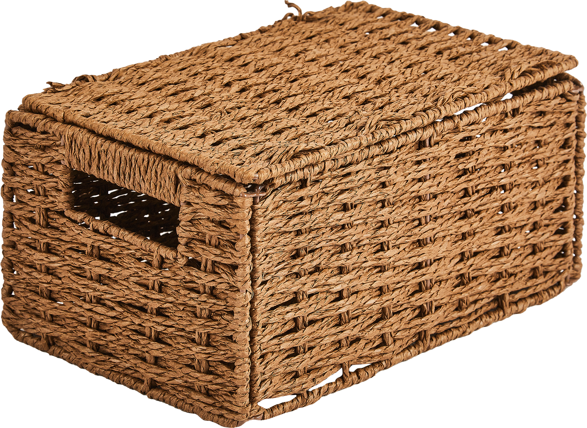 Корзина с крышкой для хранения 30x15x18 см бумага цвет коричневый - 1