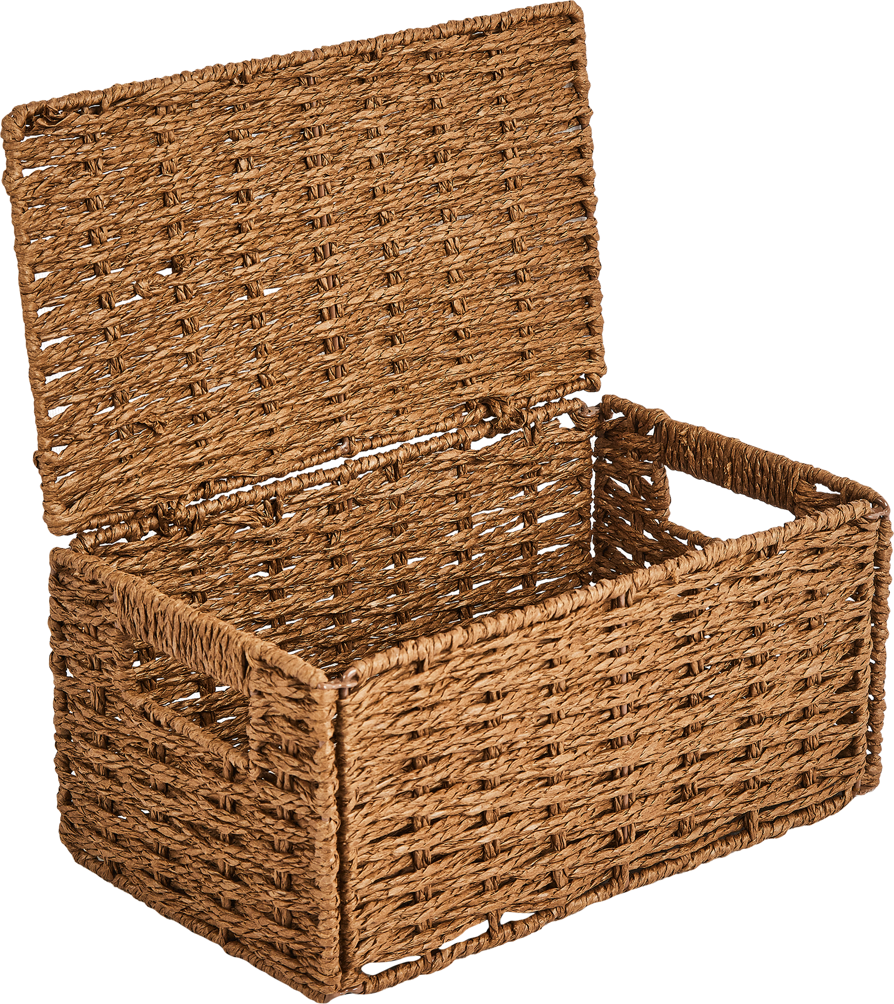 Корзина с крышкой для хранения 30x15x18 см бумага цвет коричневый - 2