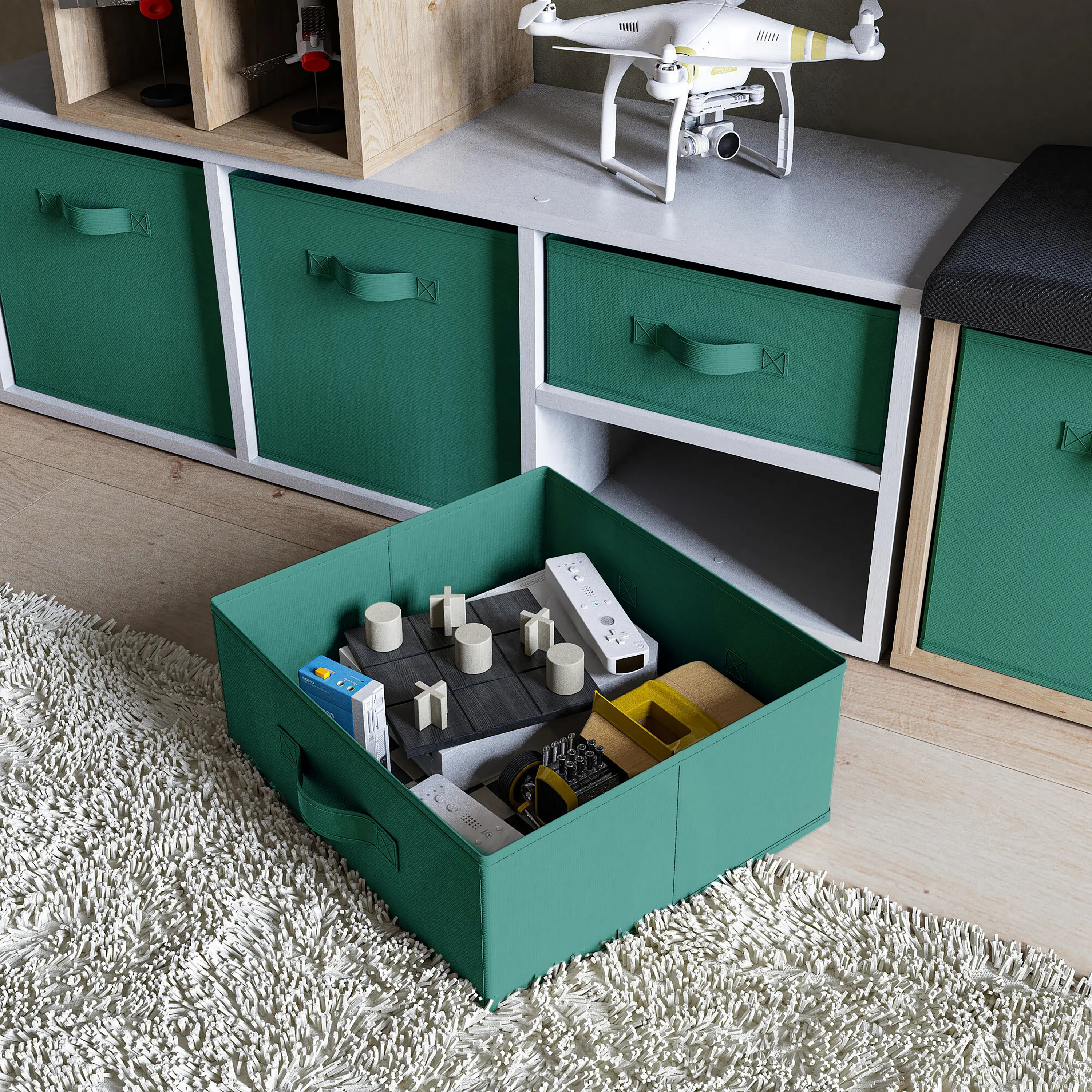 Короб Spaceo KUB 31x31x15 см 14.4 л полиэстер цвет зеленый - 5