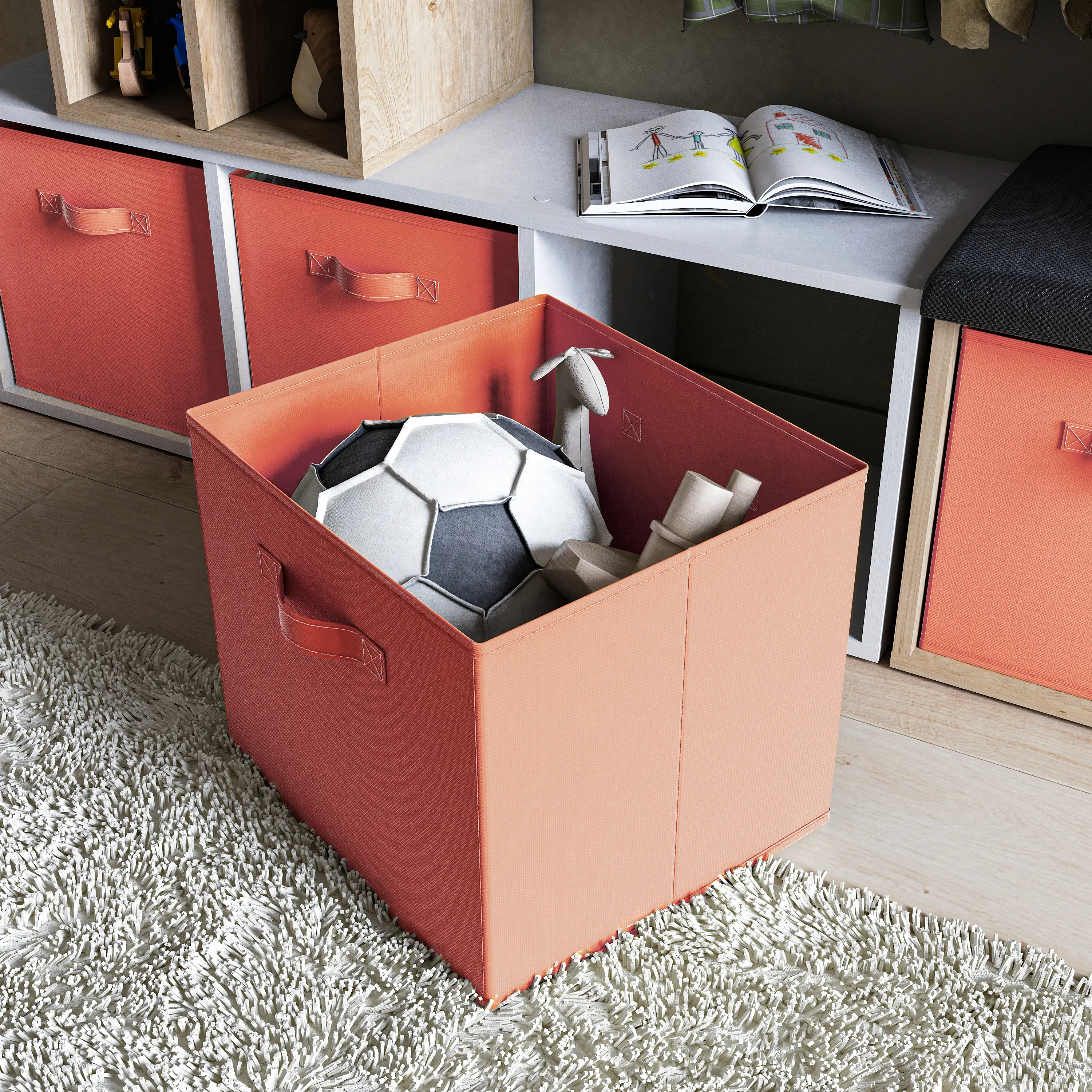 Короб Spaceo KUB Cocktail 31x31x31 см 29.7 л полиэстер цвет коралловый - 4