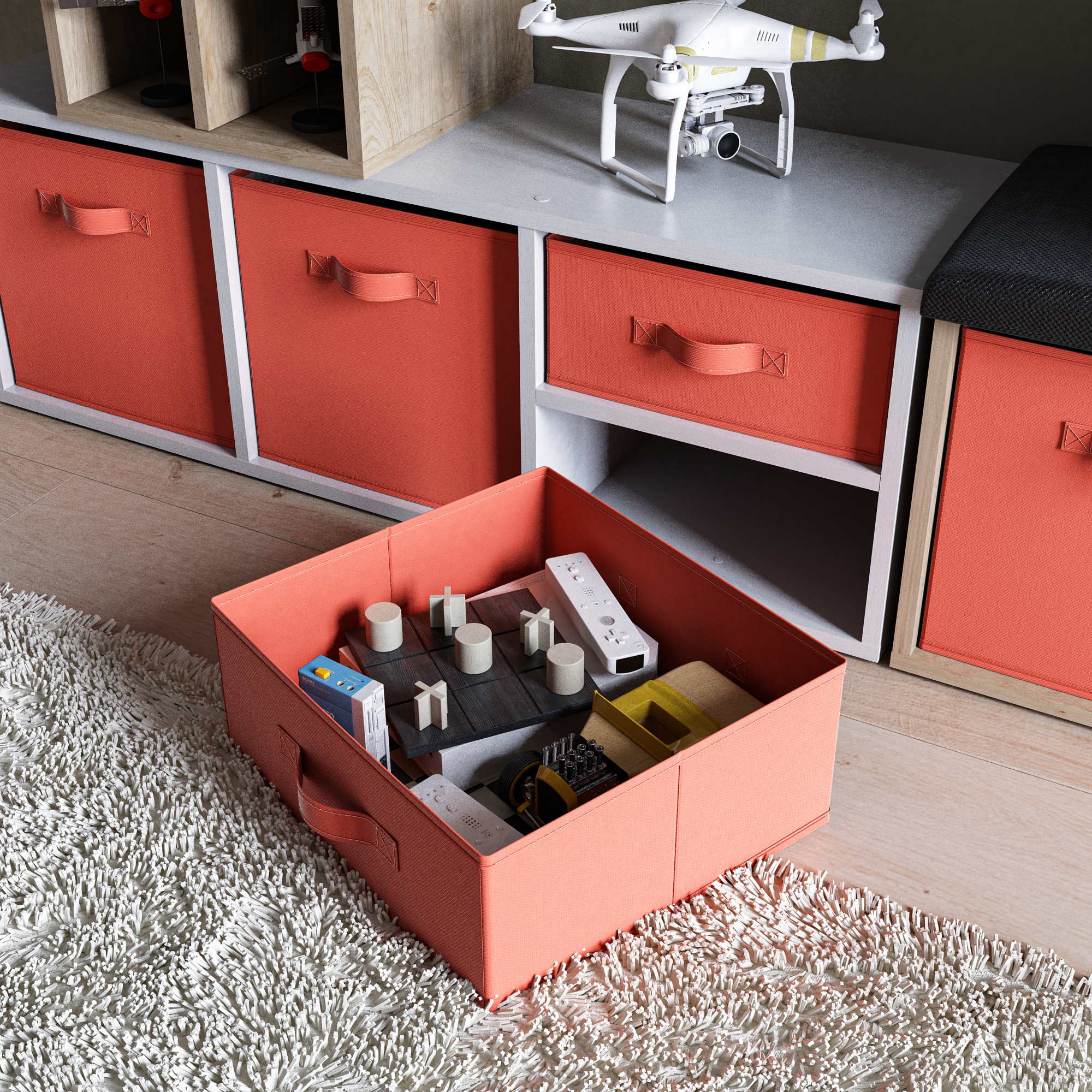 Короб Spaceo KUB Cocktail 15x31x31 см 14.4 л полиэстер цвет коралловый - 4
