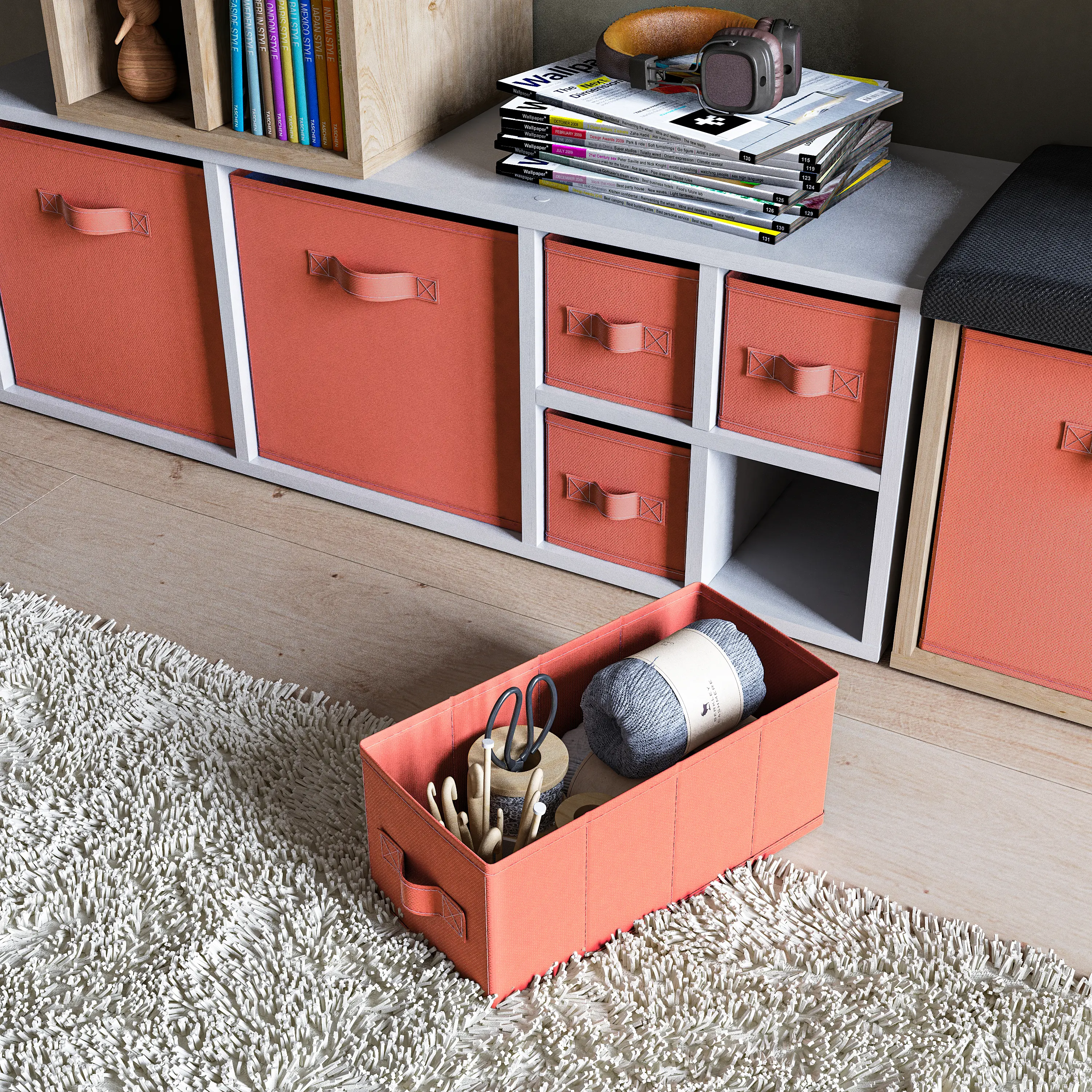 Короб Spaceo KUB Cocktail 15x31x15 см 6.9 л полиэстер цвет коралловый - 4