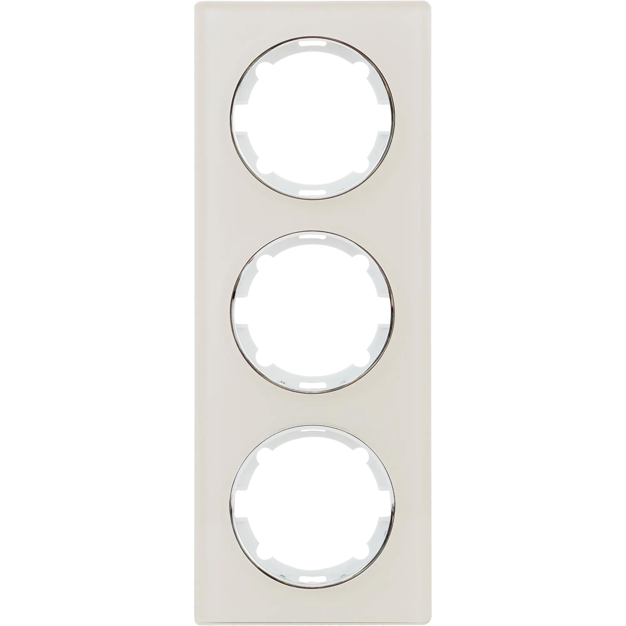 Изображение товара Рамка для розеток и выключателей вертикальная Onekeyelectro Florence 3 поста цвет бежевый