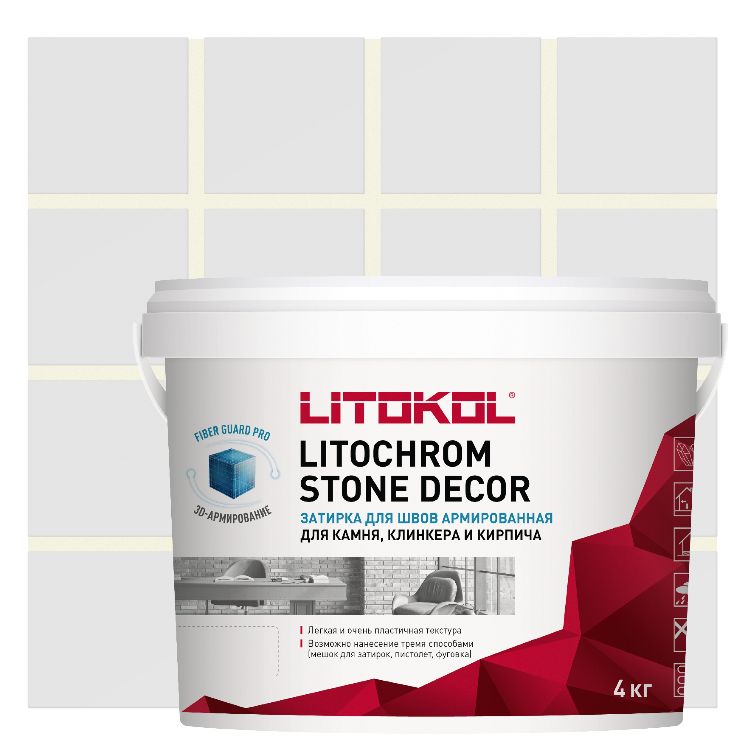 Изображение товара Затирка цементная Litochrom Stone Decor SD.400 4 кг белый
