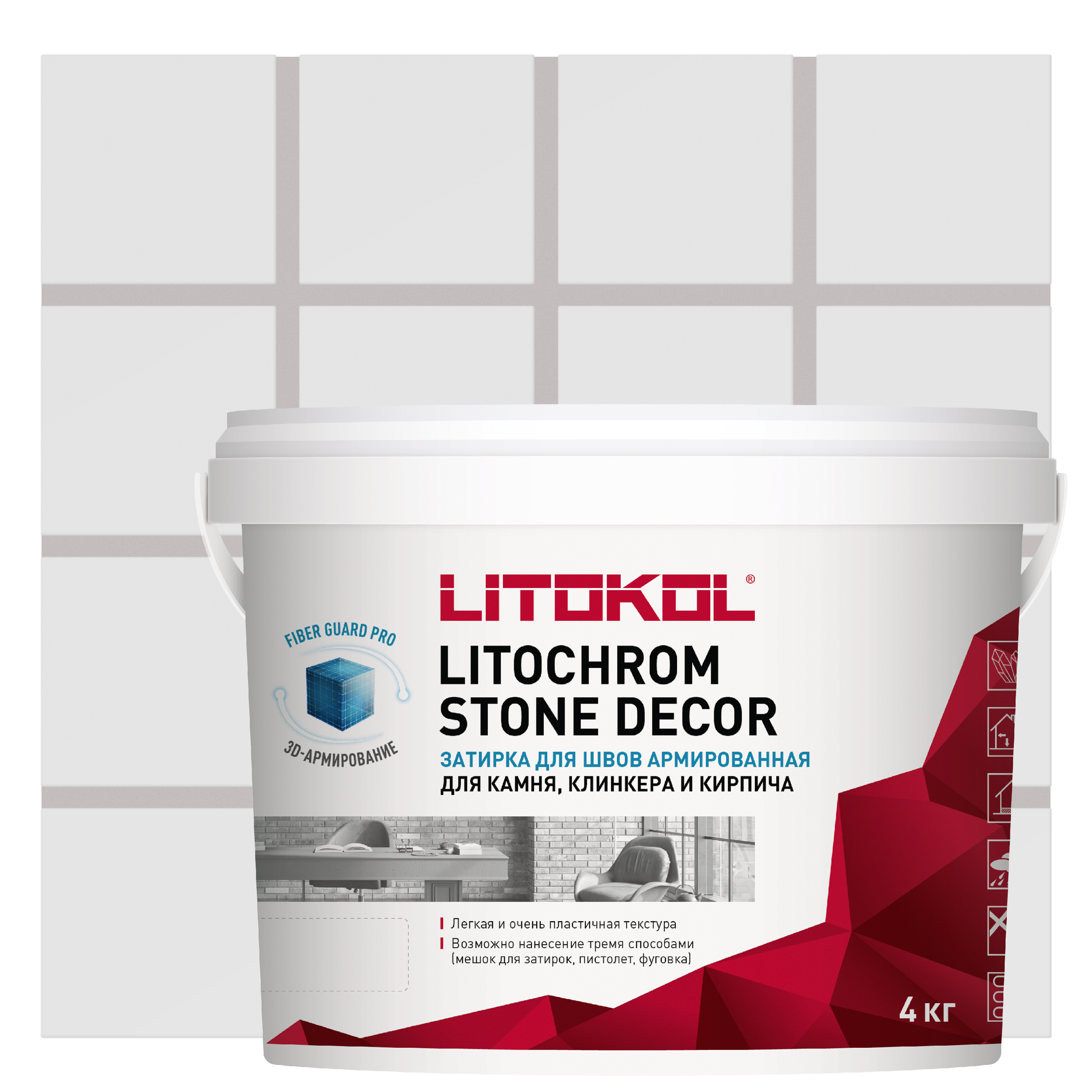Изображение товара Затирка цементная Litochrom Stone Decor SD.410 4 кг светло-серый