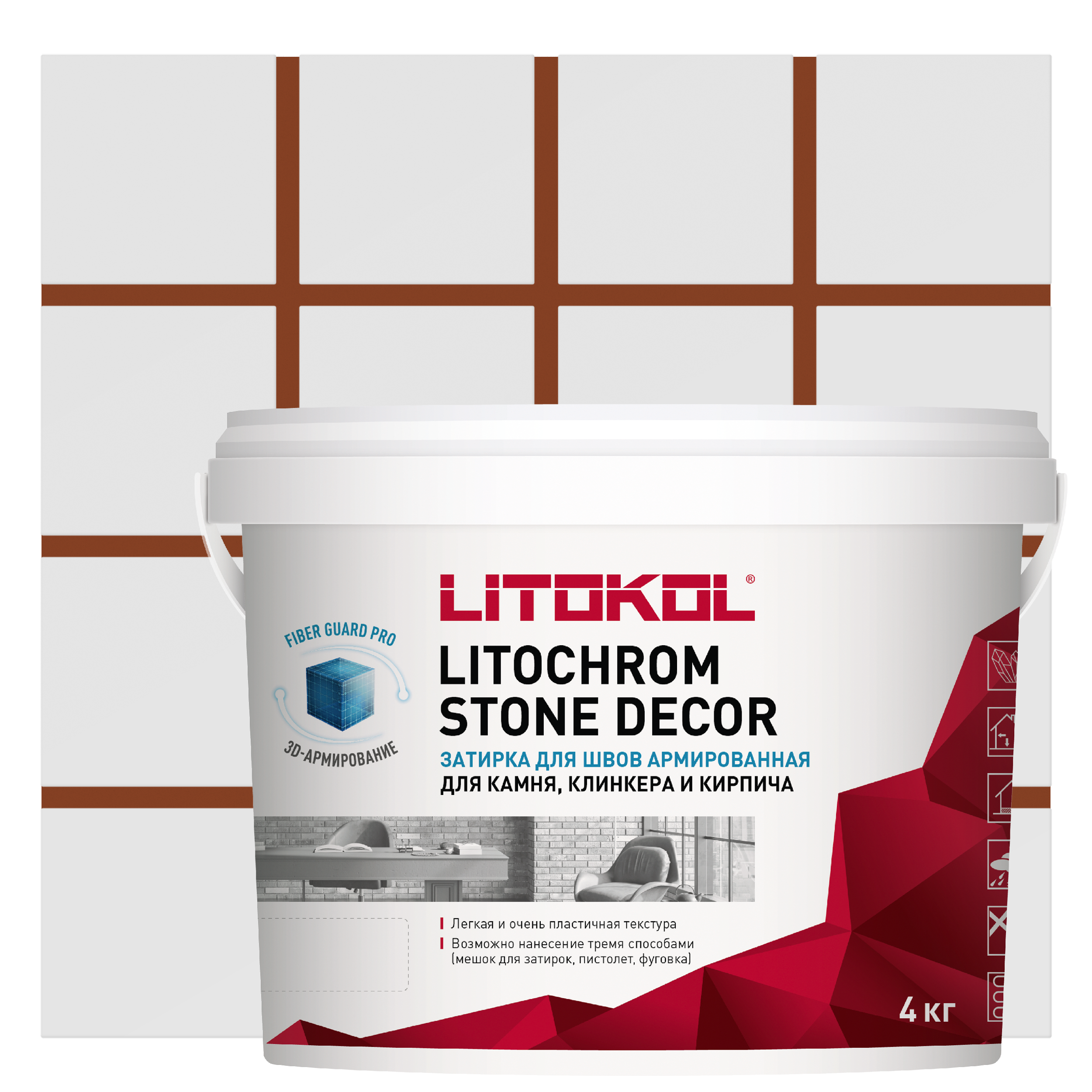 Изображение товара Цементная затирка Litochrom Stone Decor SD.440 4 кг красный кирпич