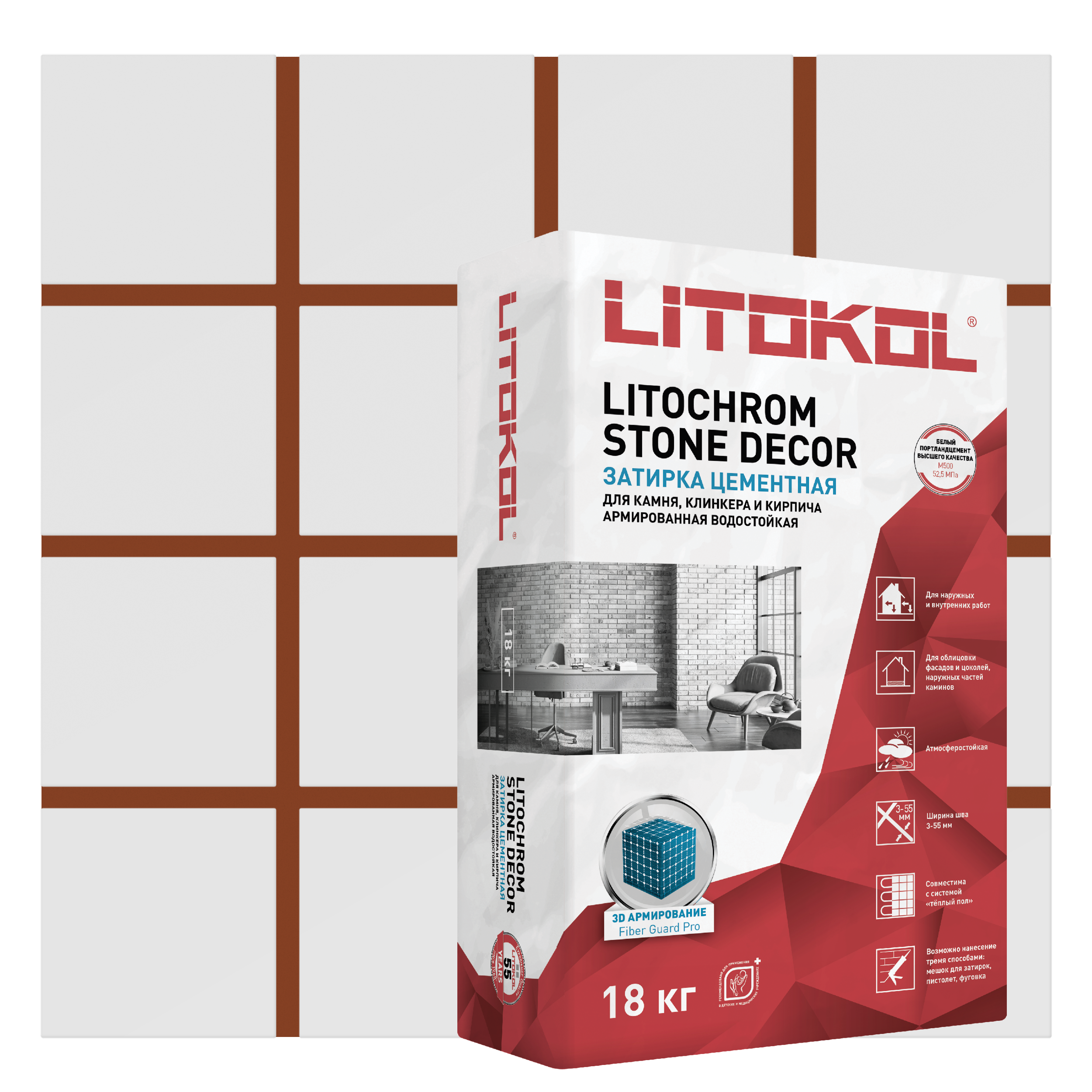 Изображение товара Затирка цементная Litochrom Stone Decor SD.440 18 кг красный кирпич