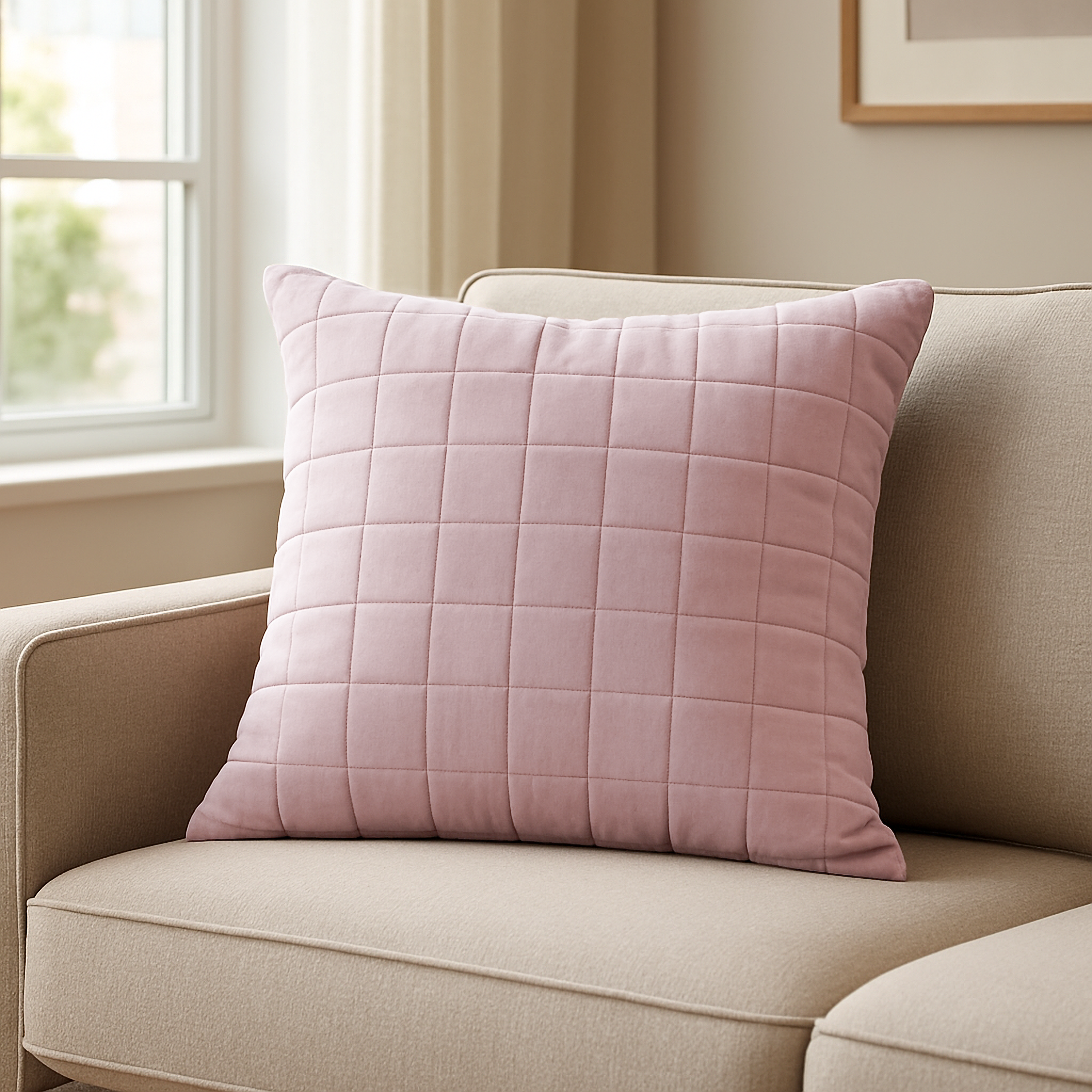 Изображение товара Подушка Inspire Etna 50x50 см велюр серо-сиреневый