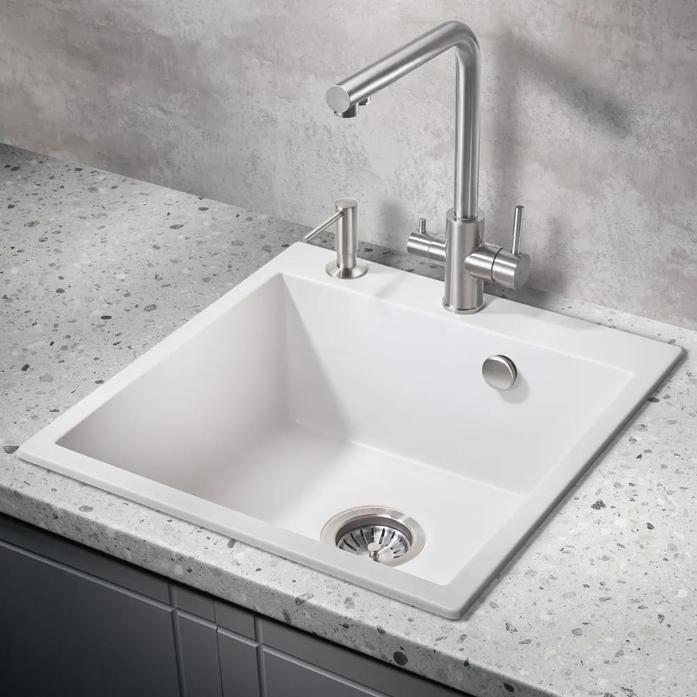 Изображение товара Врезная мойка Milacio Murcia 51 51x52x19 см искусственный камень цвет белый Изображение товара Врезная мойка Milacio Murcia 51 51x52x19 см искусственный камень цвет белый