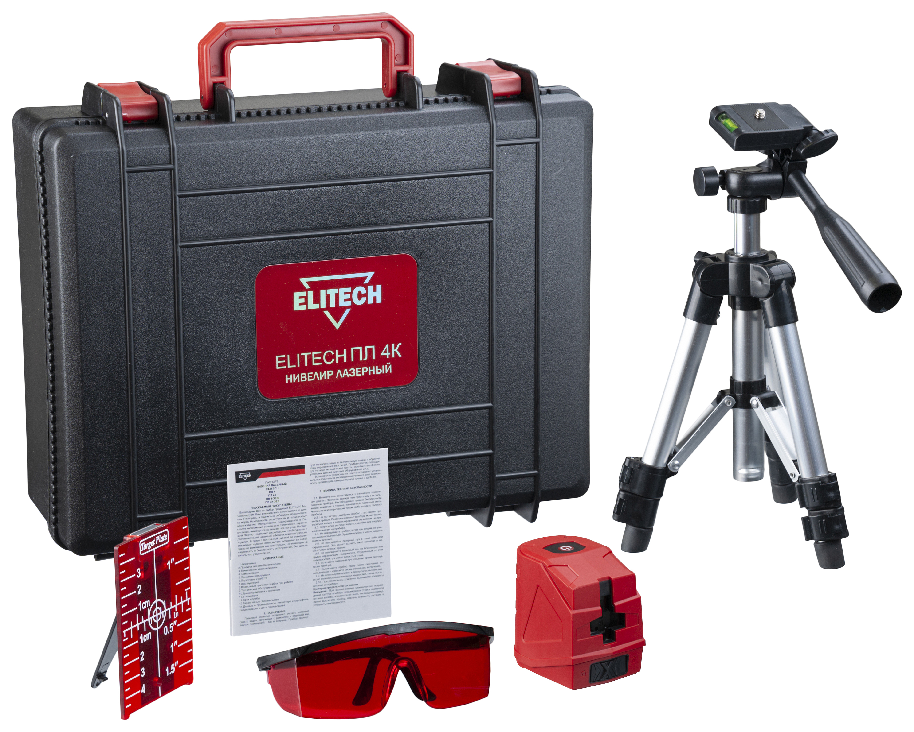 Изображение товара Нивелир лазерный Elitech ПЛ 4К штатив в комплекте, 15 м
