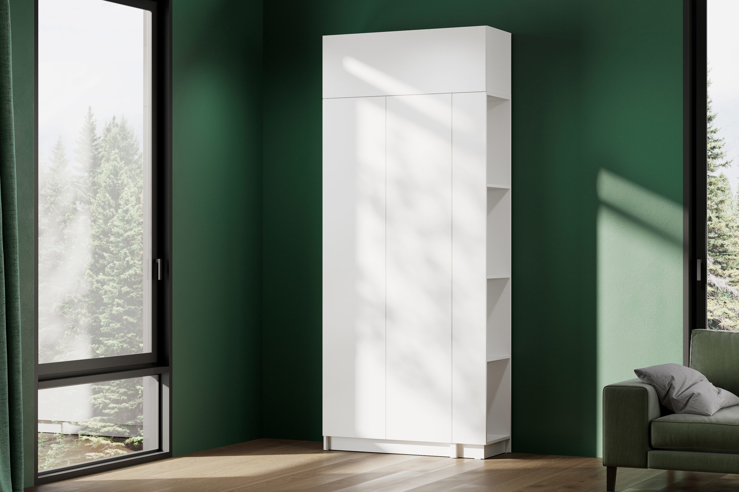 Изображение товара Шкаф распашной Арника Бали с 3 дверями, цвет белый, 100.1x236x38 см