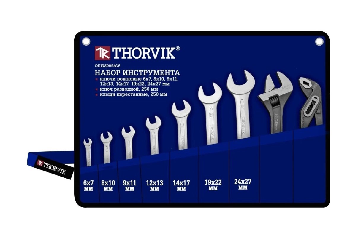 Изображение товара Набор ключей рожковых Thorvik OEWS009AW 6-27 мм, 9 шт