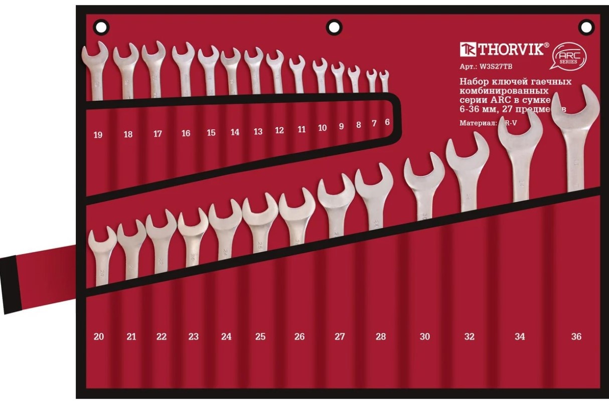 Изображение товара Набор ключей комбинированных Thorvik W3S27TB 6-36 мм, 27 шт
