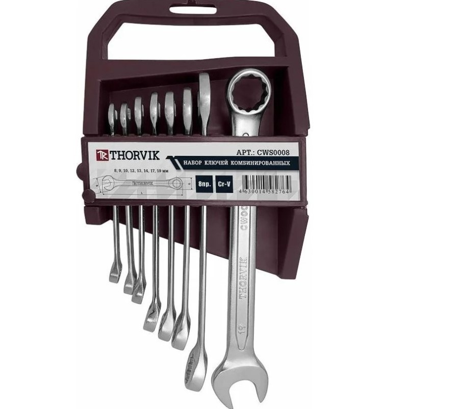 Изображение товара Thorvik CWS0008 Набор комбинированных ключей 8 шт 8 9 10 12 13 14 17 19 мм Изображение товара Thorvik CWS0008 Набор комбинированных ключей 8 шт 8 9 10 12 13 14 17 19 мм
