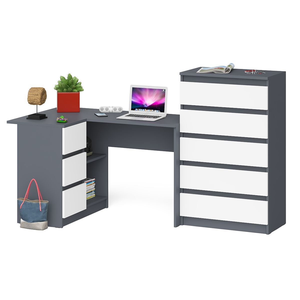 Изображение товара Стол компьютерный с комодом СВК Мори МС-16 угловой левый