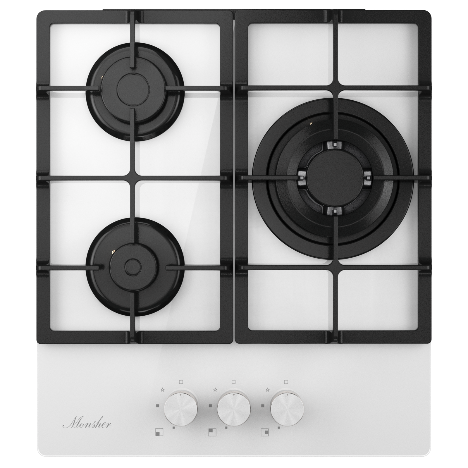 Изображение товара Газовая варочная панель Monsher MGG 43 Blanc 45 см 3 конфорки цвет Белый