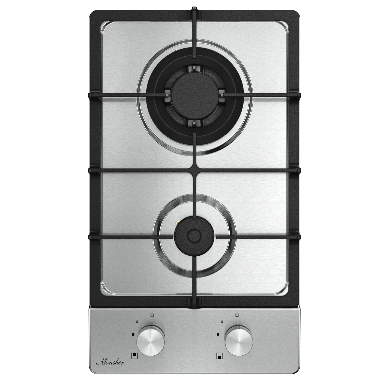 Изображение товара Газовая варочная панель Monsher MSG 33 Acier 29 см 2 конфорки нержавеющая сталь