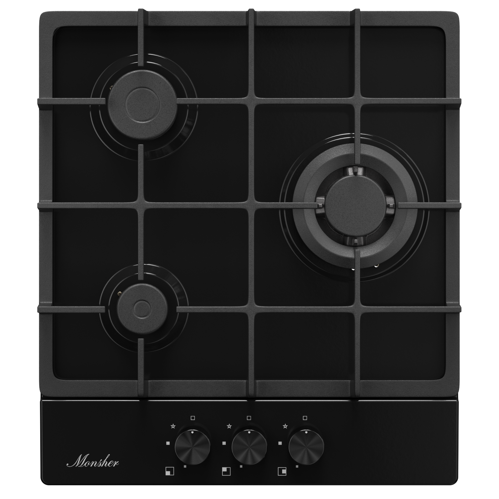 Изображение товара Газовая варочная панель Monsher MSG 43 Noir 3 конфорки черный встраиваемая