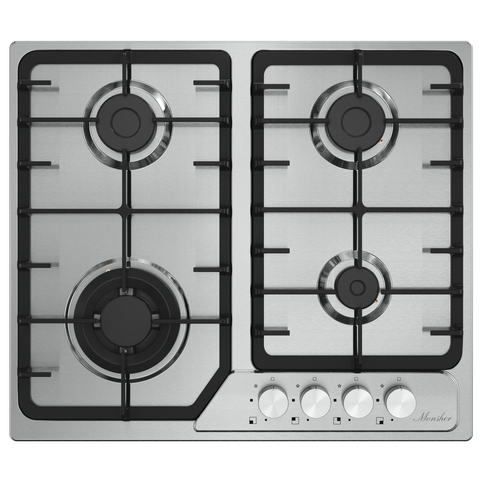 Изображение товара Газовая варочная панель Monsher MSG 63 Acier 58 см 4 конфорки нержавеющая сталь