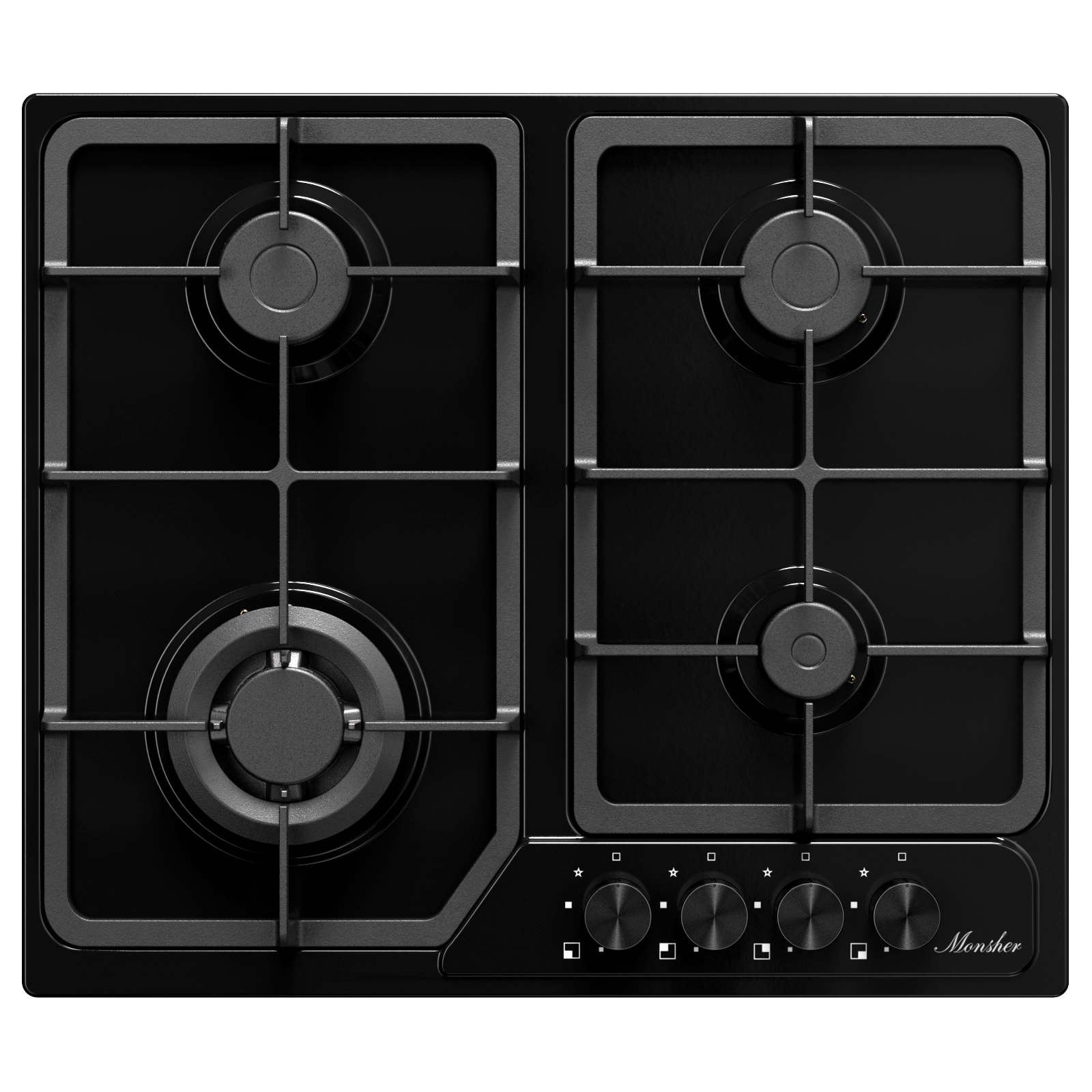 Изображение товара Газовая варочная панель Monsher MSG 63 Noir 58 см 4 конфорки цвет черный