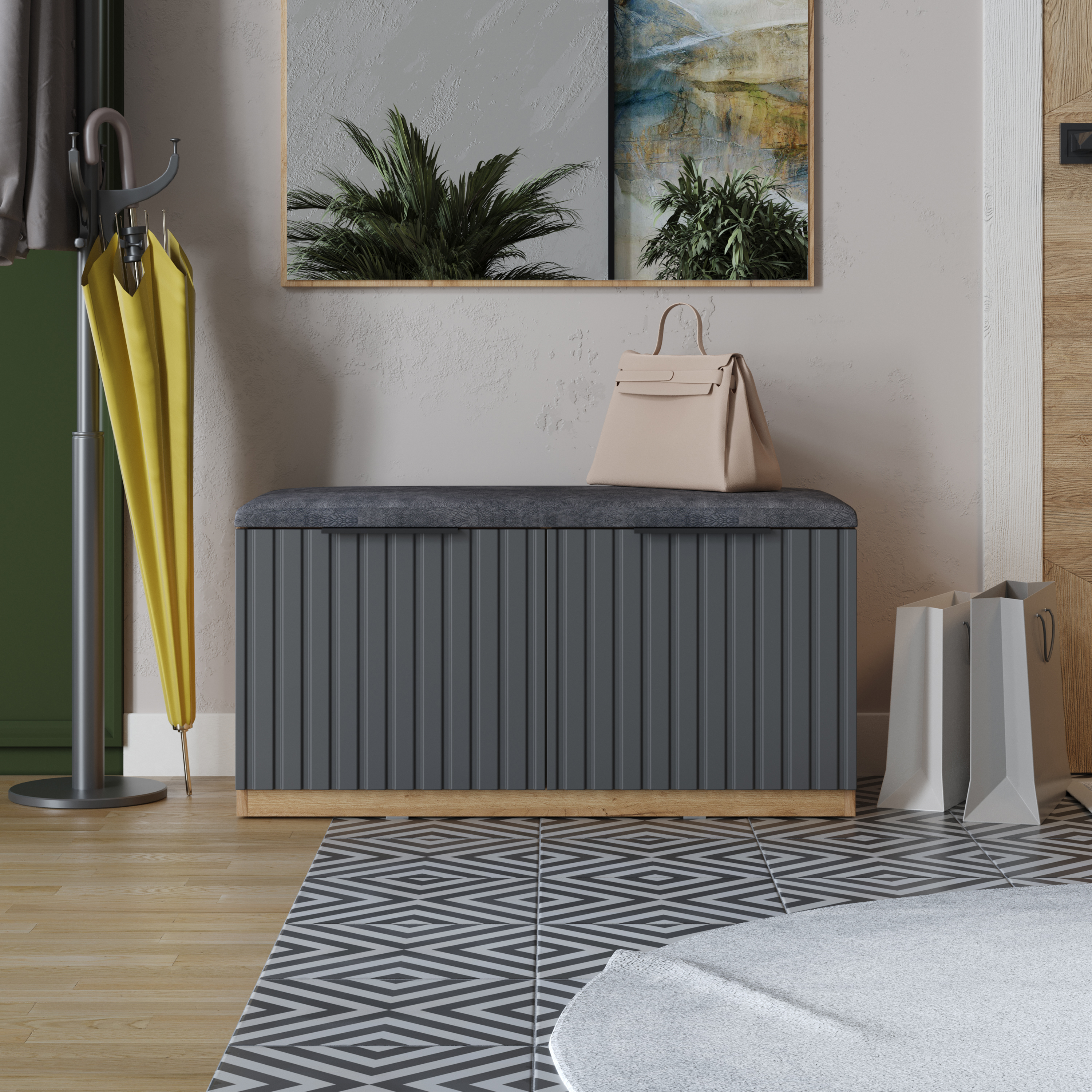 Изображение товара Шкаф для обуви Трия 90x47x43 см ЛДСП графит серия Хилтон