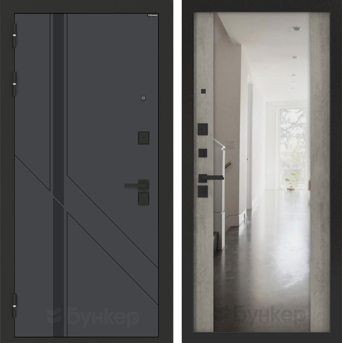 Изображение товара Входная дверь ДВЕРИ БУНКЕР BN-12 205x88 см Веллюто оскуро/бетон светлый