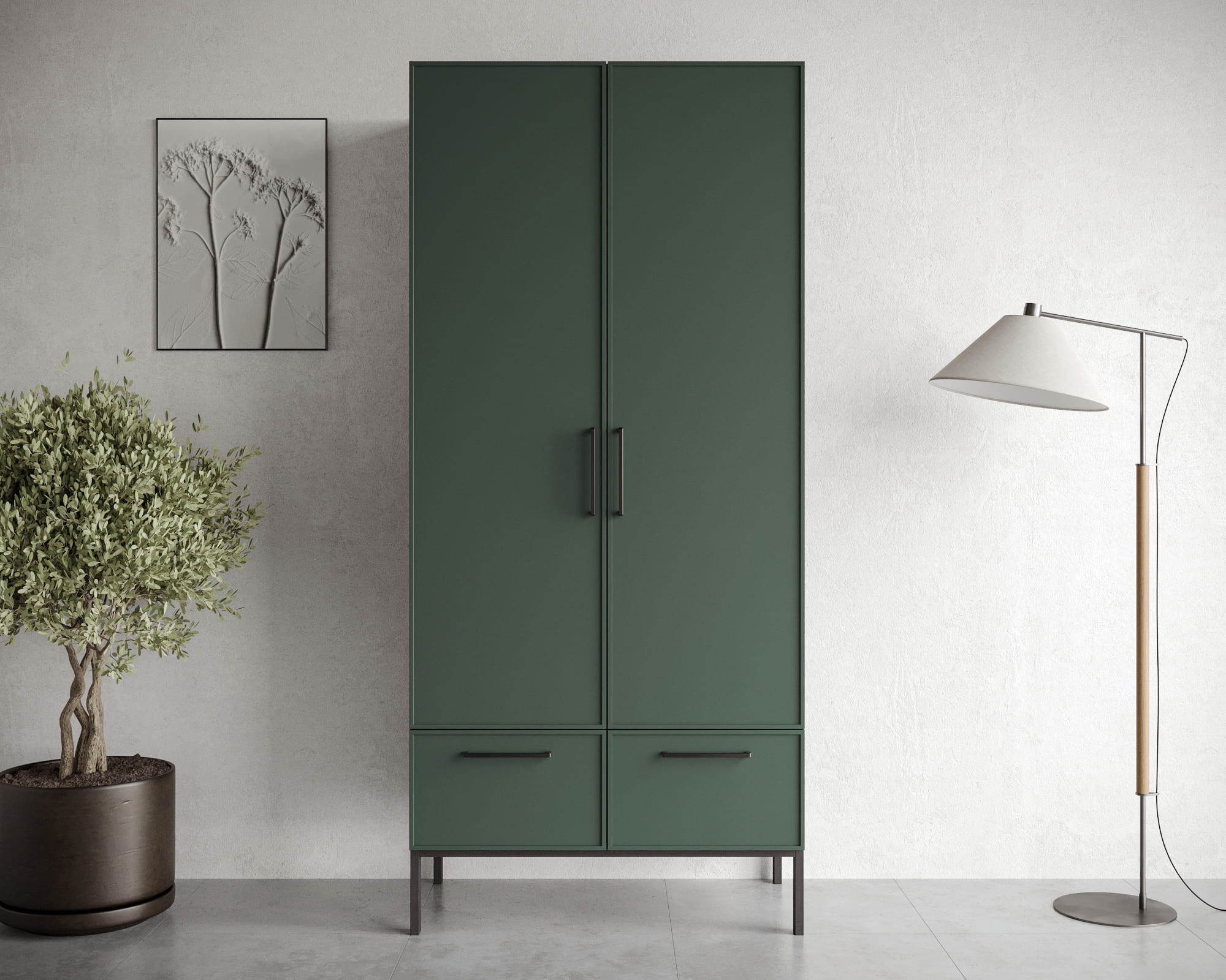 Изображение товара Шкаф распашной Этажерка Nicole с 2 дверями 90x200x50 см ДСП цвет зеленый