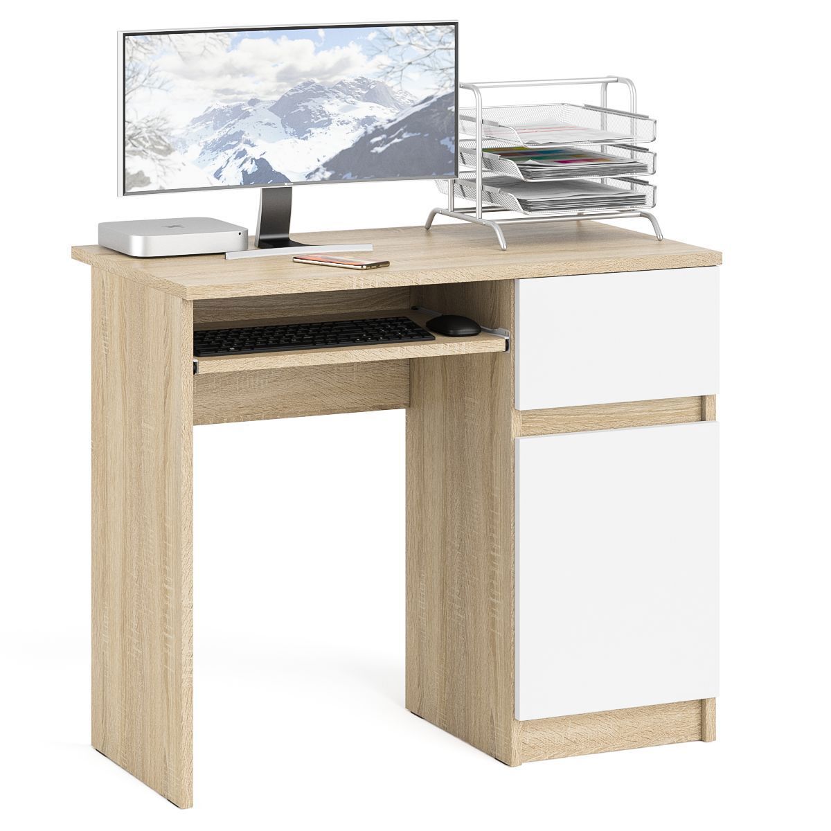 Изображение товара Компьютерный стол Мори МС-1 правый из ЛДСП с выдвижным ящиком и тумбой