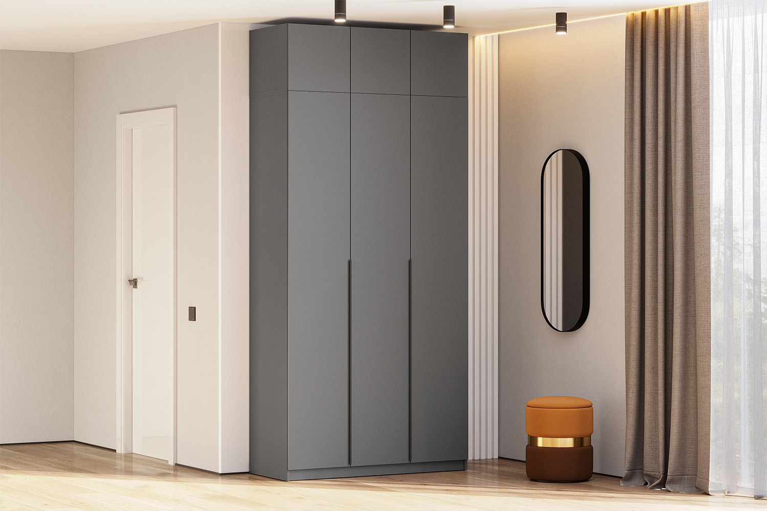 Изображение товара Шкаф распашной Арника ШК с 6 дверями и антресолью графит