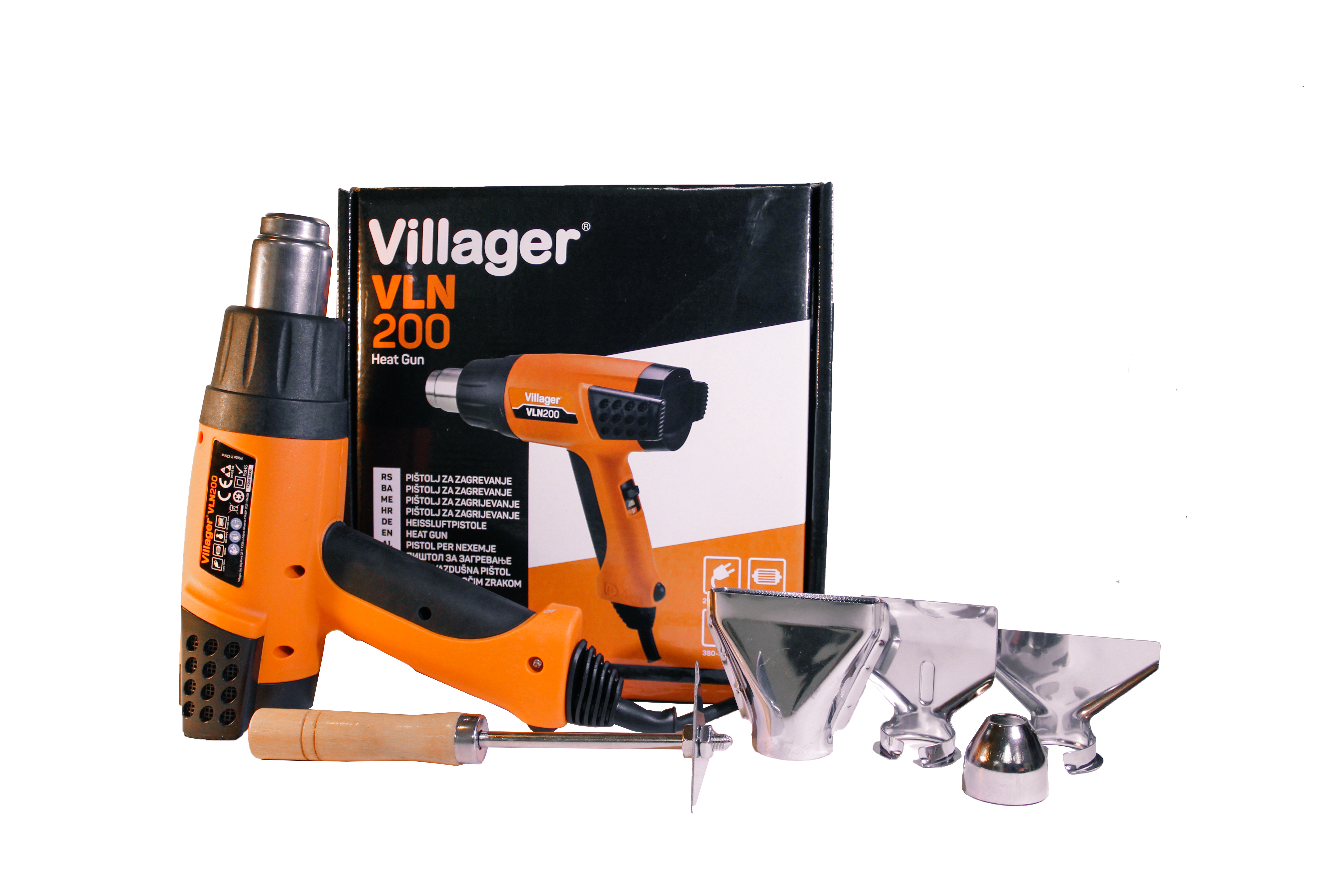 Изображение товара Строительный фен Villager VLN 200 2000 Вт с регулируемой температурой и аксессуарами