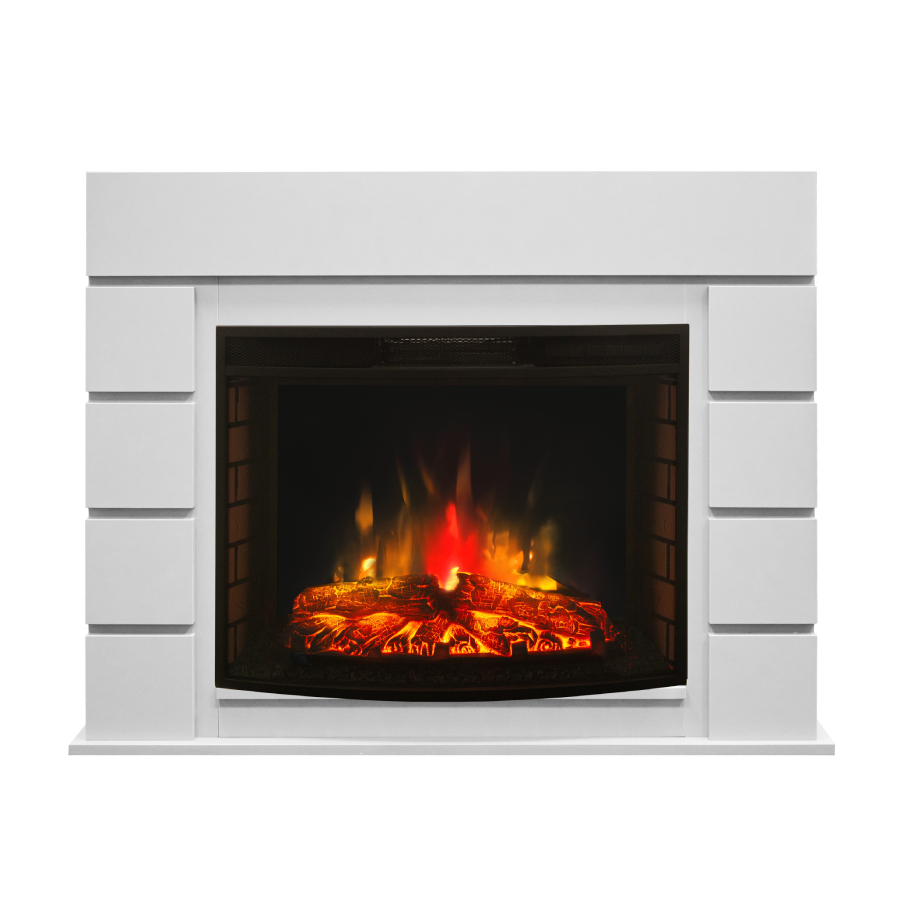 Изображение товара Электрический камин-комплект Fires Merlin Каскад Evrica 25.5 белый с очагом и пультом