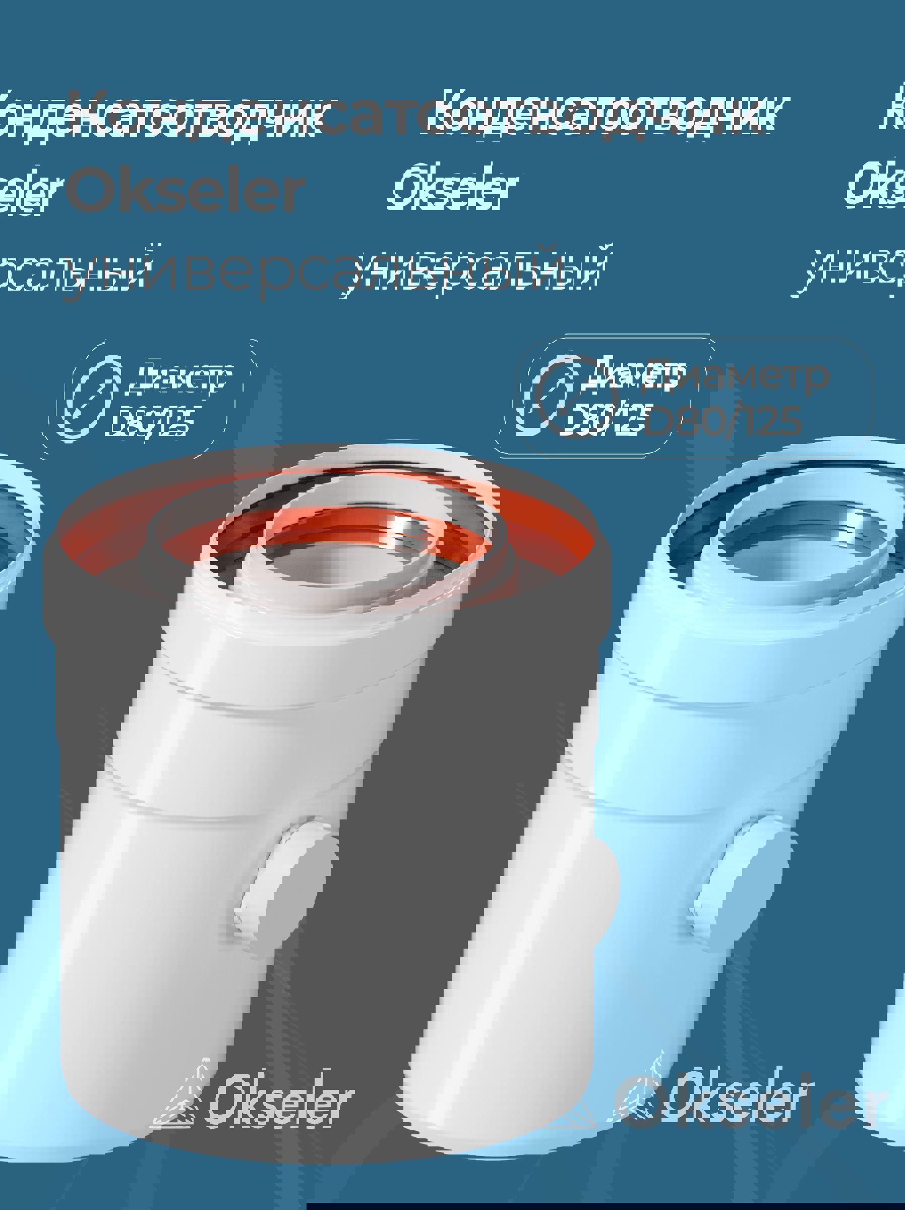 Изображение товара Комплект дымохода коаксильный Okseler D125 145x145 мм оцинкованная сталь oks00075