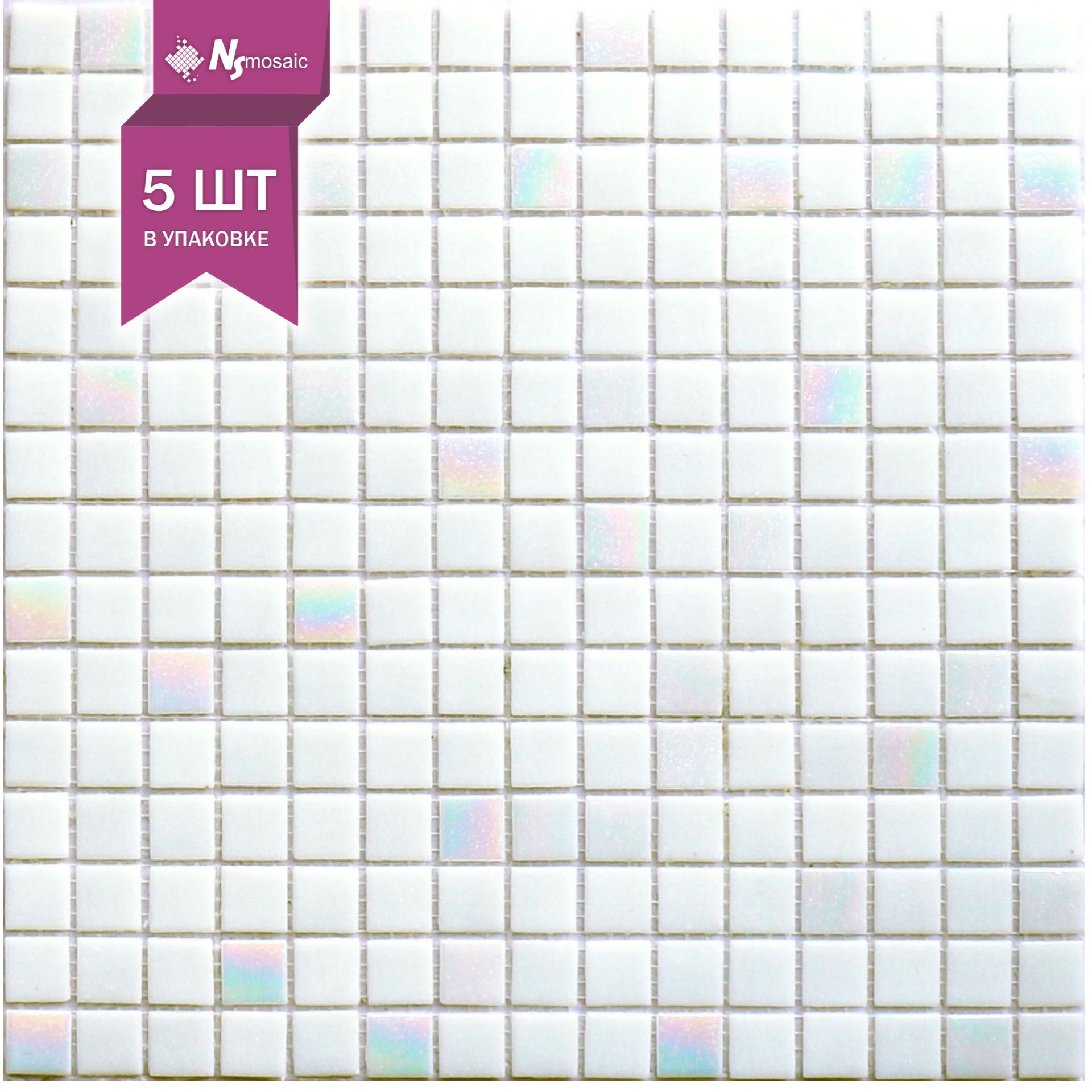 Изображение товара Стеклянная мозаика NSMOSAIC MIX23 с перламутровыми чипами 32.7x32.7 см для внутренних и наружных ра