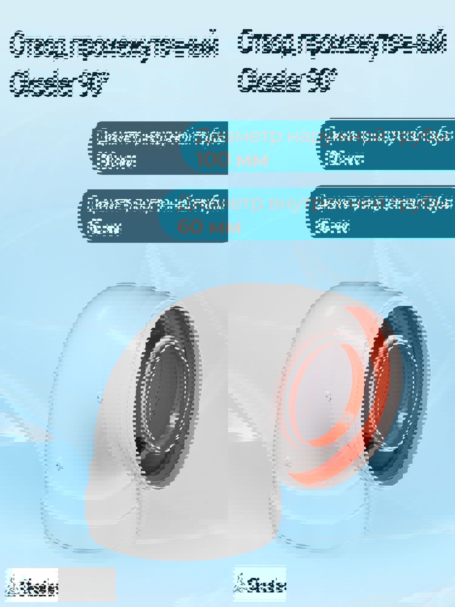 Изображение товара Комплект дымохода коаксильный Okseler D100 174x113 мм оцинкованный