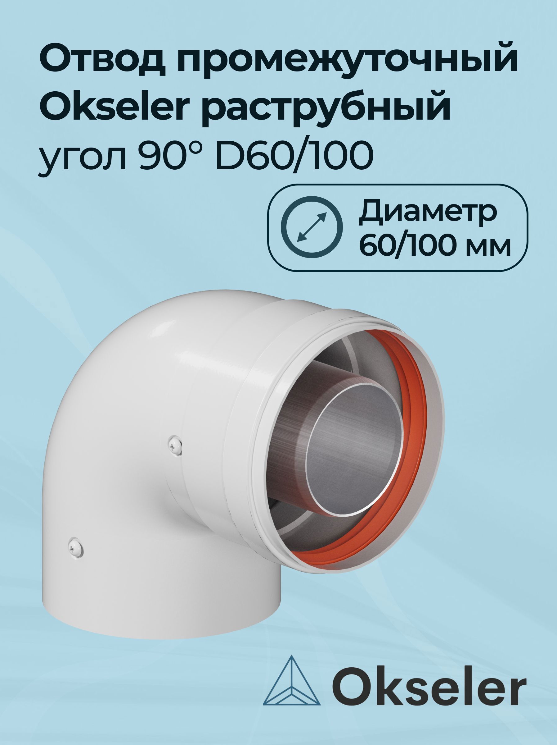 Изображение товара Комплект дымохода коаксильный Okseler D100 155x185 мм оцинкованная сталь oks00113