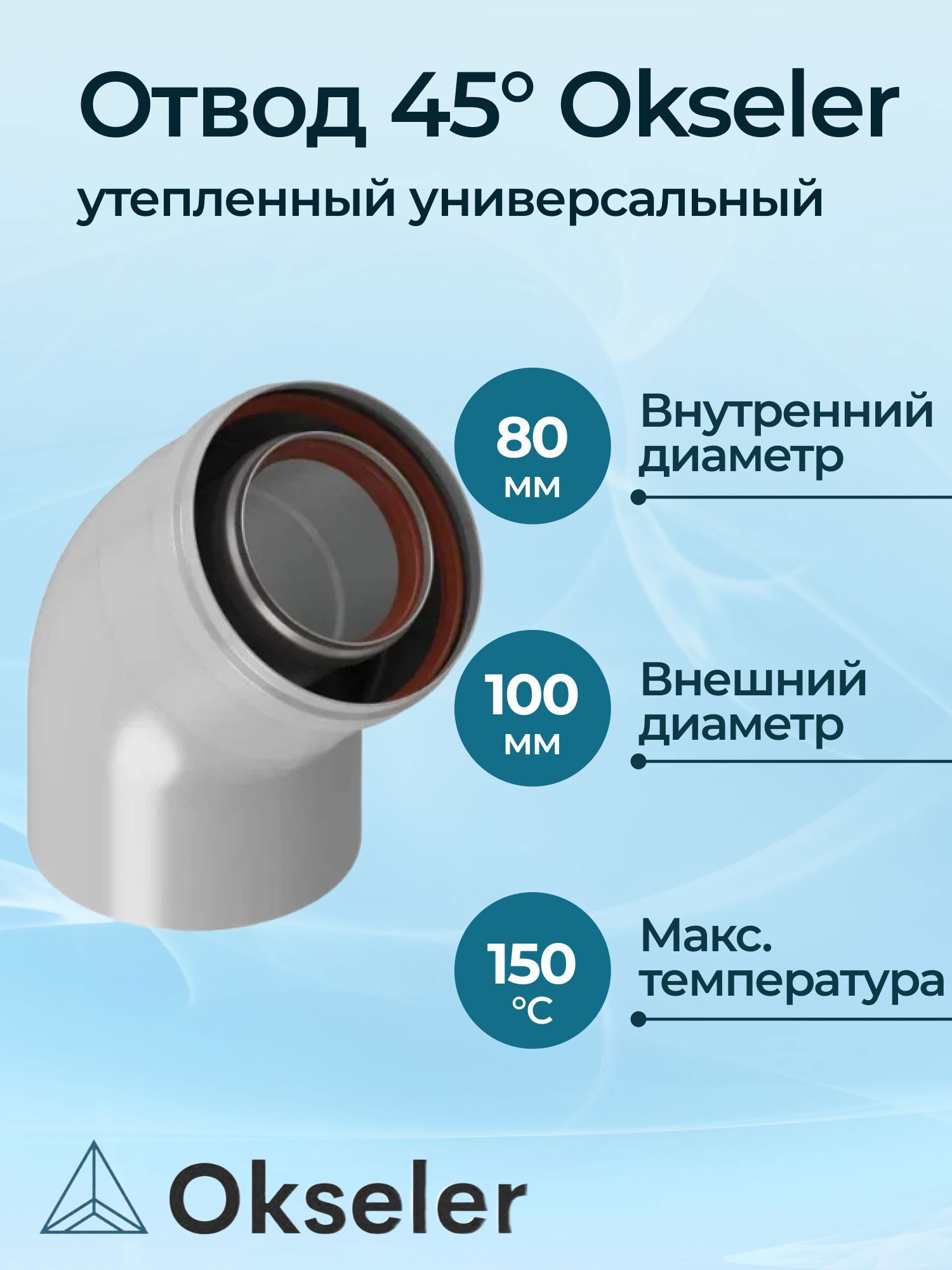 Изображение товара Комплект дымохода коаксильный Okseler D100 185x145 мм Россия