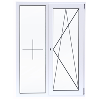 Изображение товара Окно ПВХ WHS двустворчатое 1400x1100 мм с двухкамерным стеклопакетом