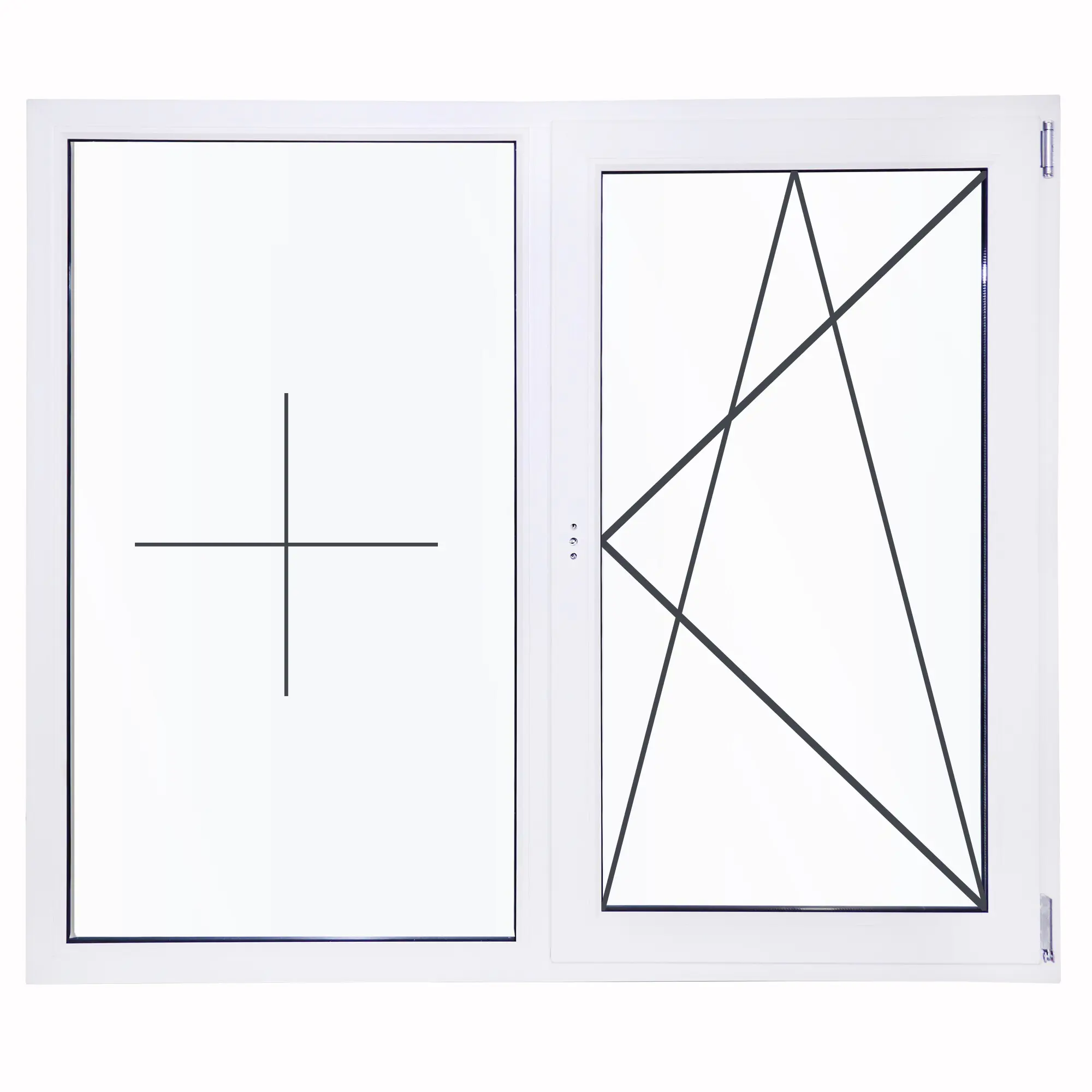 Окно ПВХ WHS двустворчатое 1400x1400 мм (ВхШ) двухкамерный стеклопакет белый (с двух сторон)