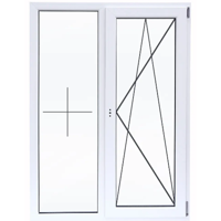 Изображение товара Пластиковое окно ПВХ Deceuninck двустворчатое 1400x1100 мм (ВхШ) двухкамерный стеклопакет белый (с двух сторон)