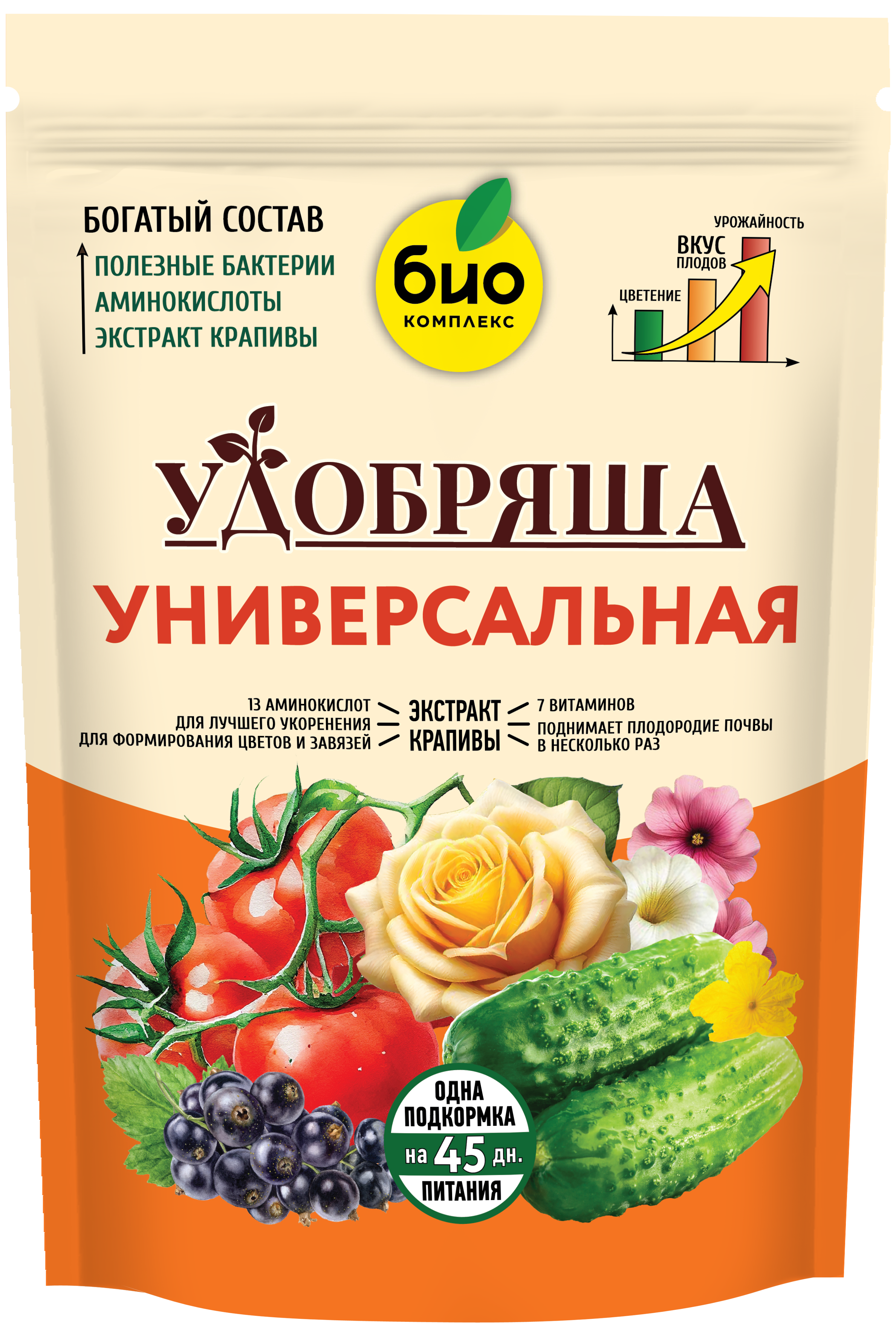 Изображение товара Органическое универсальное удобрение БИО-КОМПЛЕКС Удобряша 900 г с аминокислотами