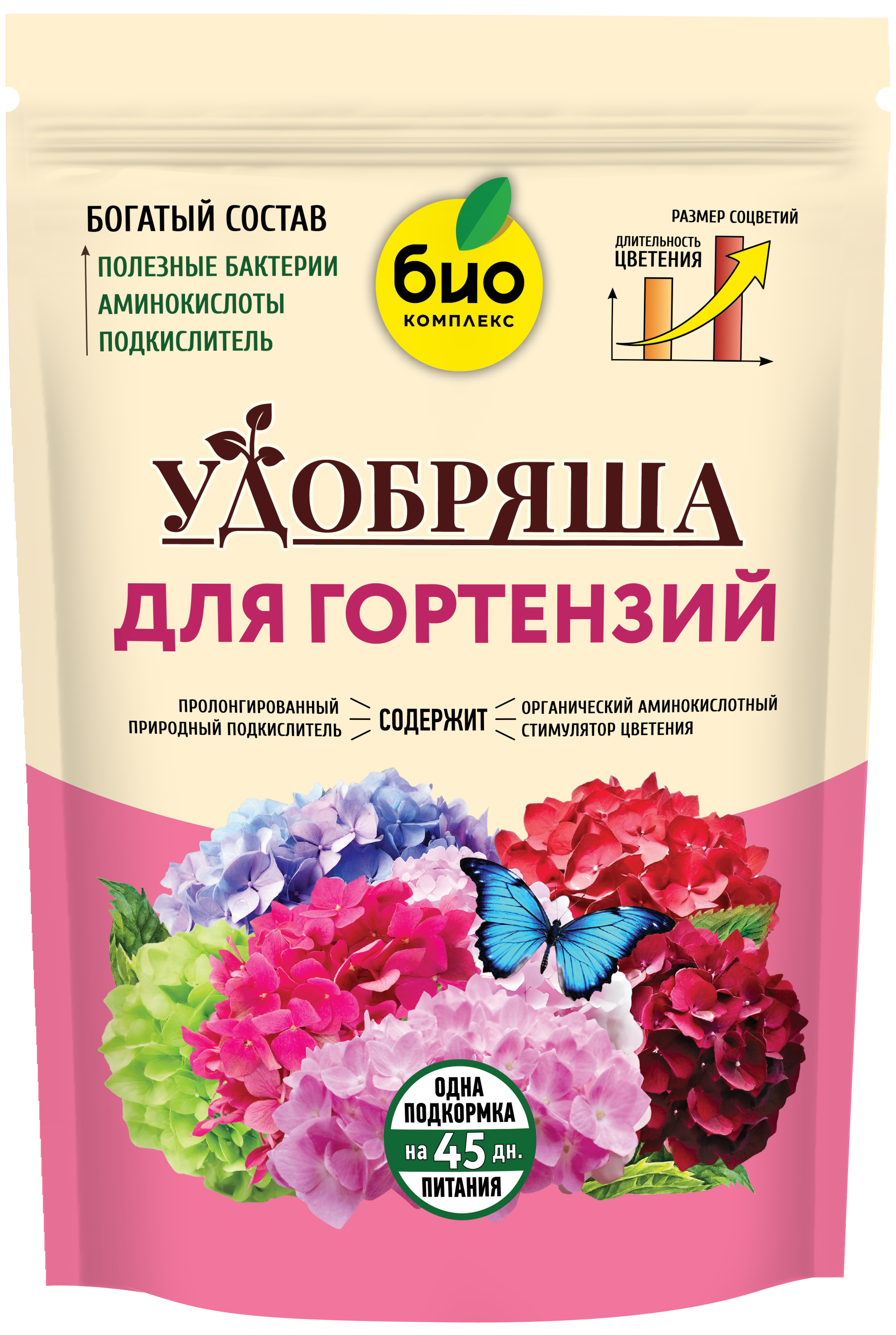 Изображение товара Удобрение для гортензий БИО-КОМПЛЕКС 900 г с микроэлементами и витаминами