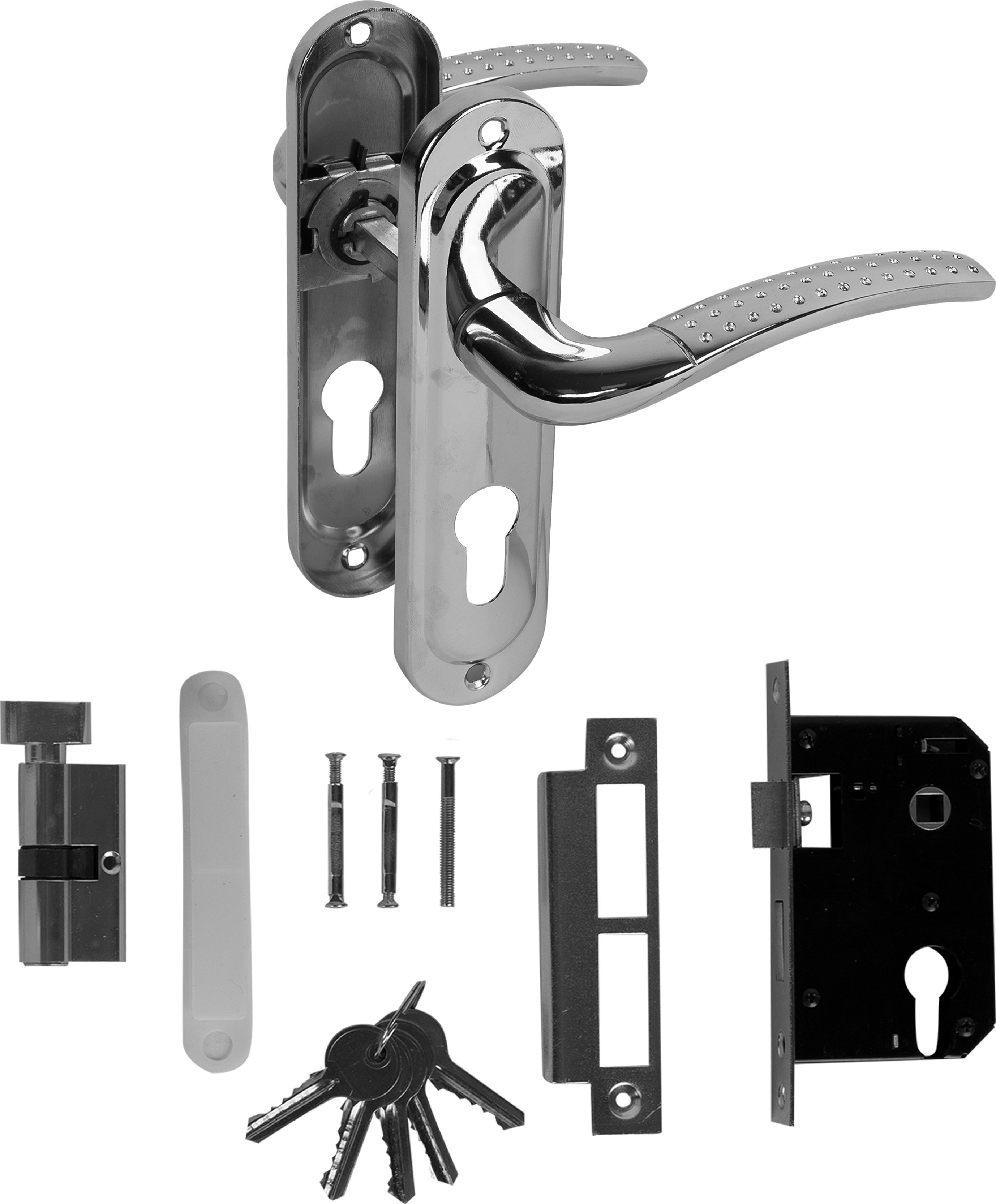 a-chan　0527 Замок врезной с дверными ручками на планке Inspire глянцевый