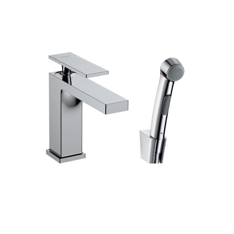 Изображение товара Смеситель для раковины Hansgrohe Tecturis E 110 с гигиеническим душем однорычажный цвет хром